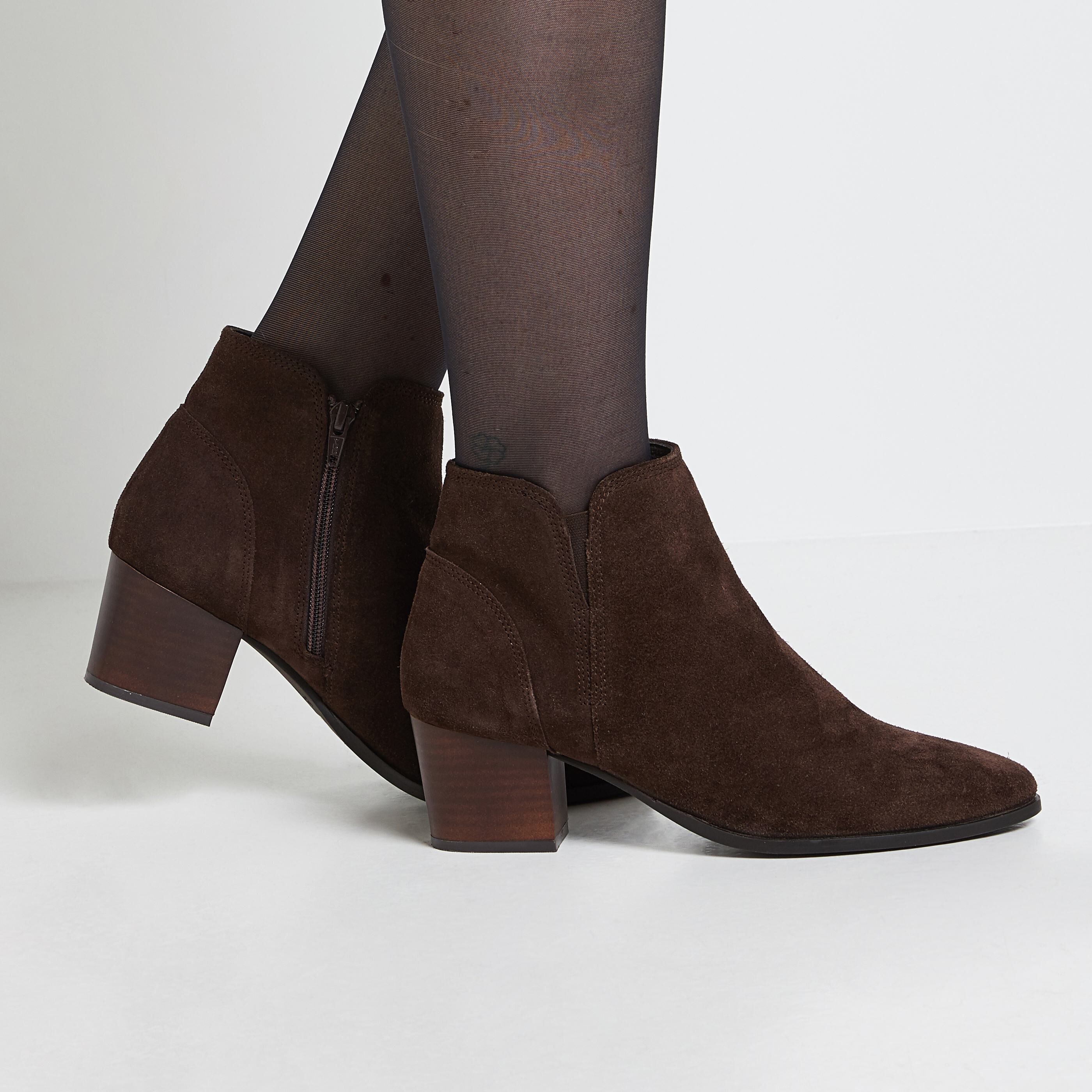 Boots daim new arrivals marron femme