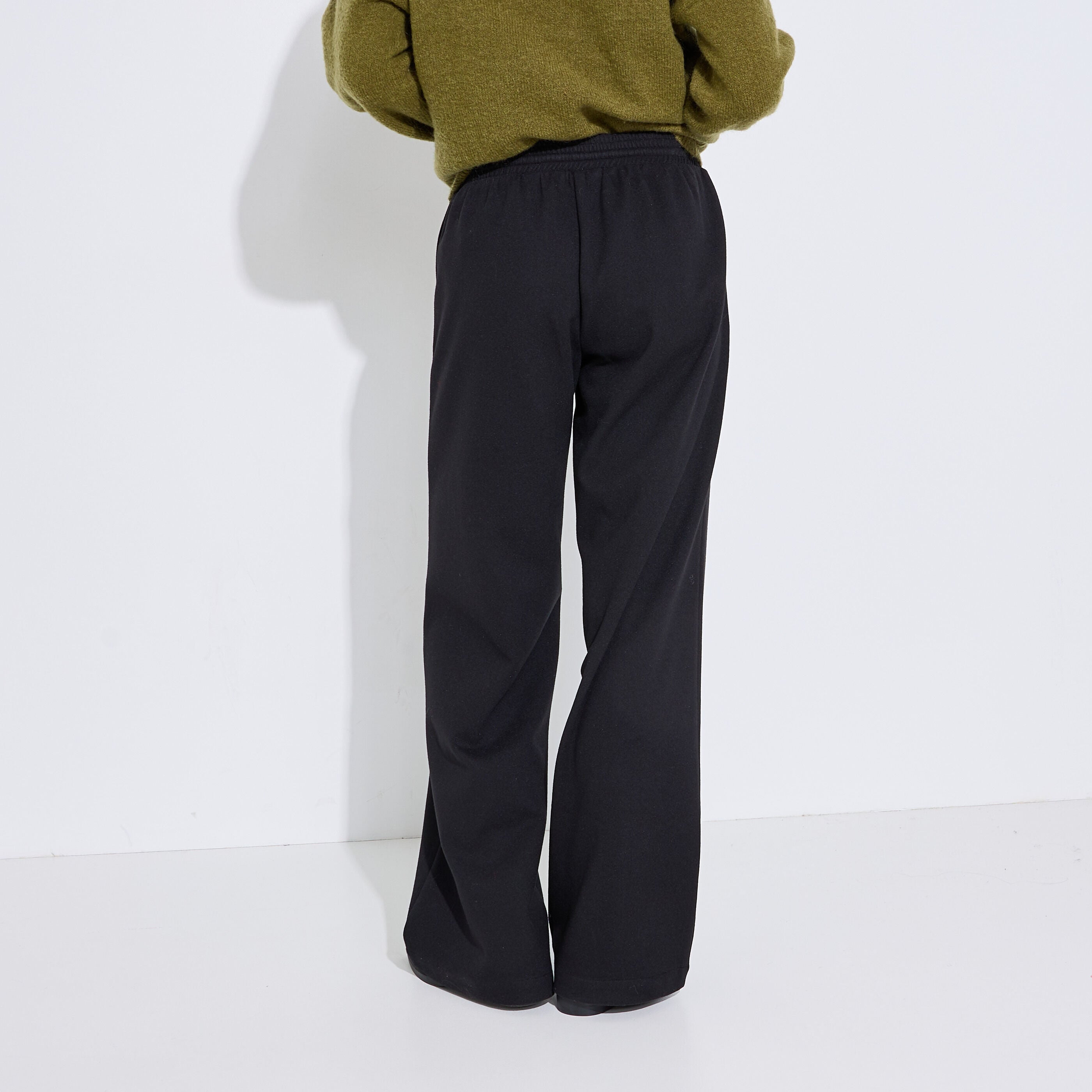 Pantalon droit ample chaud maille femme