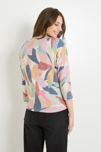 T shirt maille doudou imprimé femme