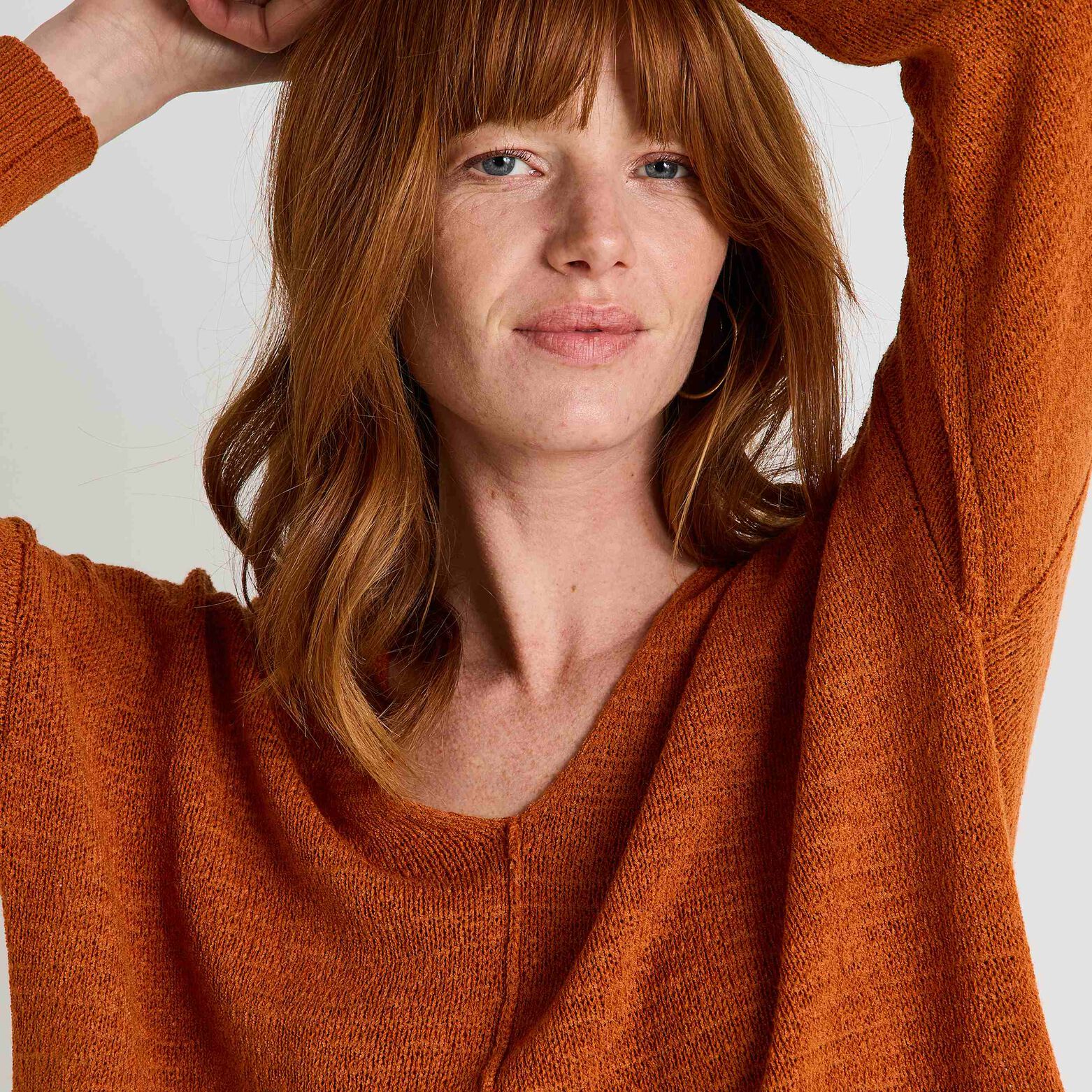 Pull col V femme