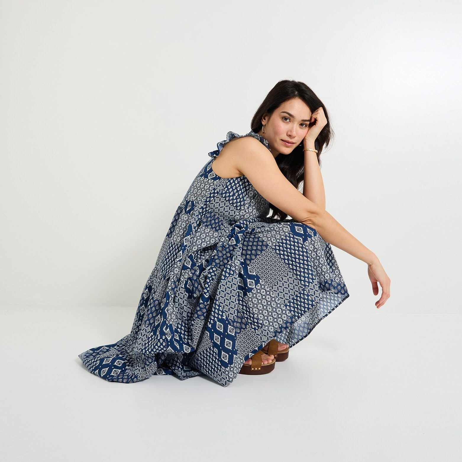 Robe longue imprimée femme