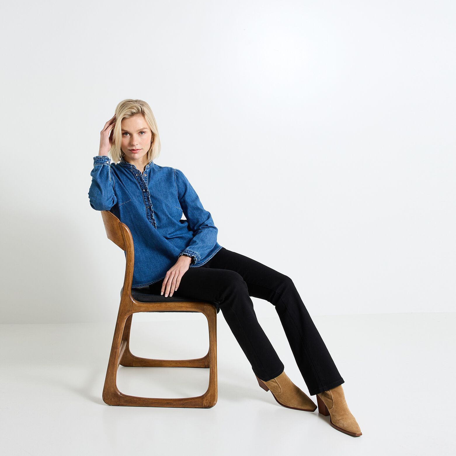 Blouse en denim femme