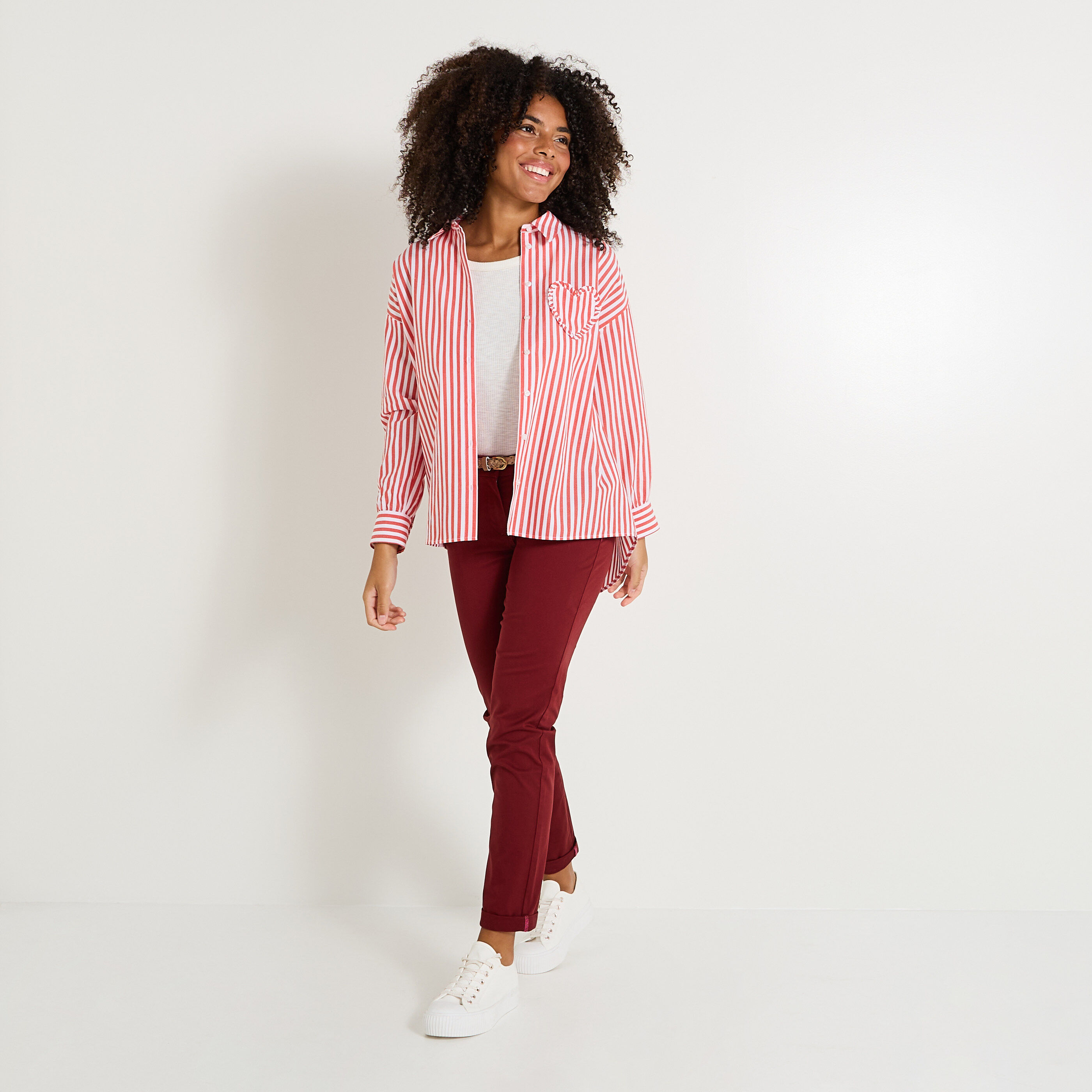 Pantalon chino avec ceinture femme