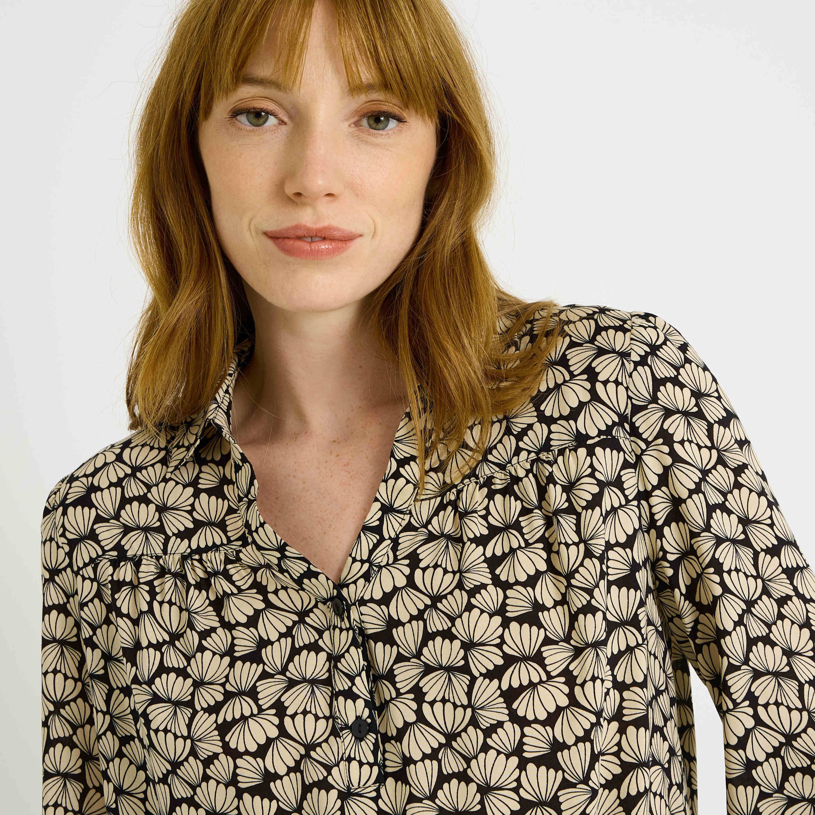 Blouse imprim&eacute; bicolore femme