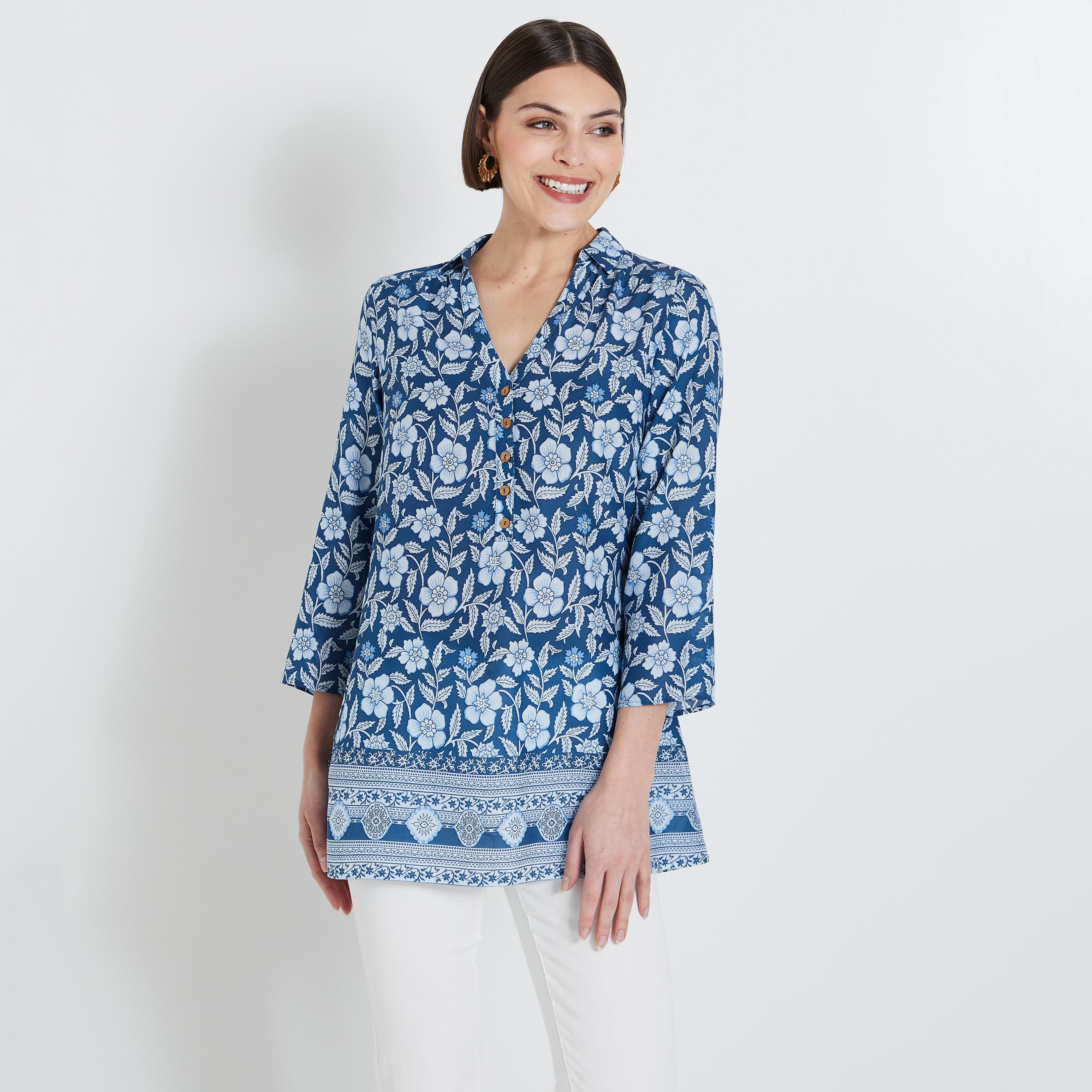 Tunique imprimee femme BLEU Graindemalice