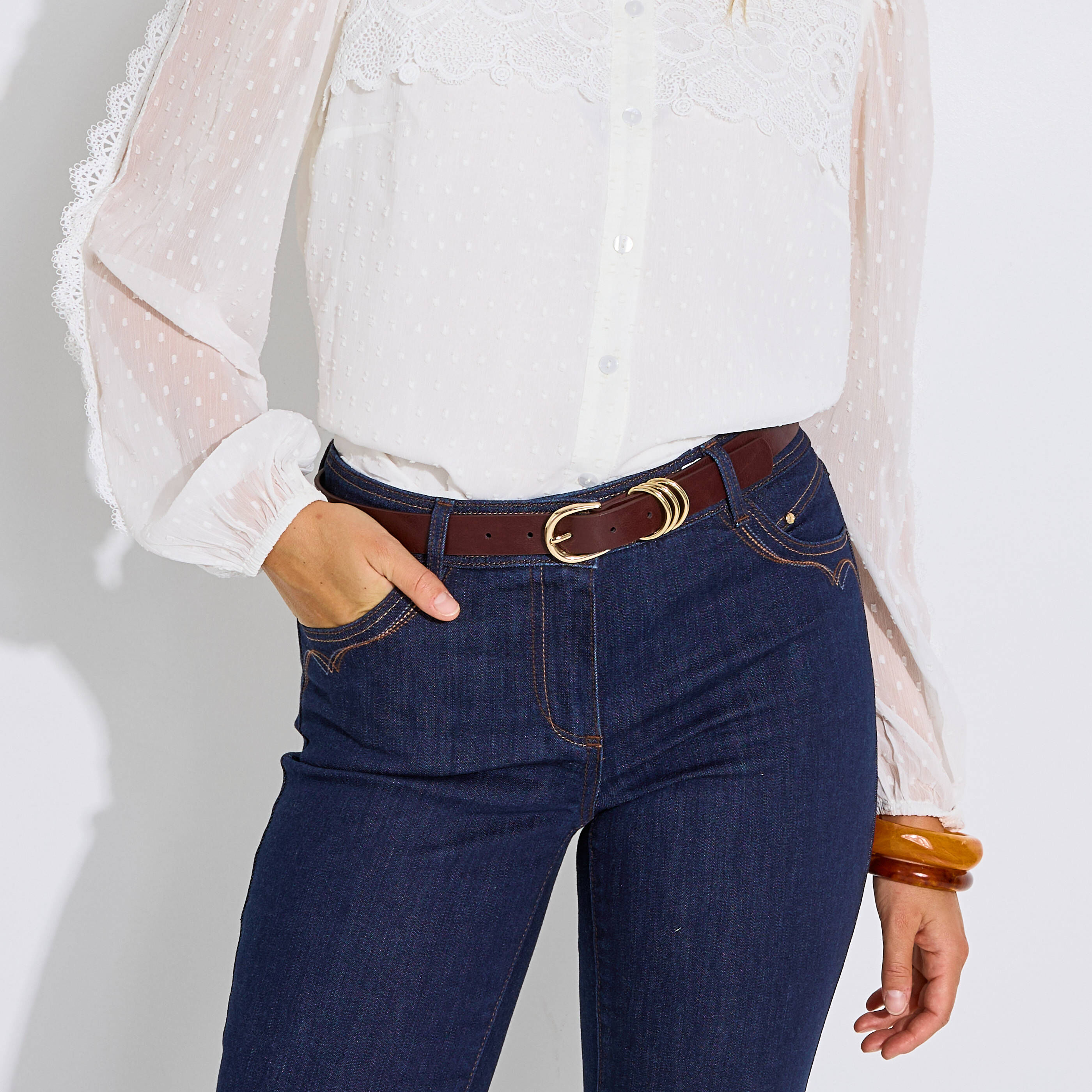 Ceinture boucle anneaux femme