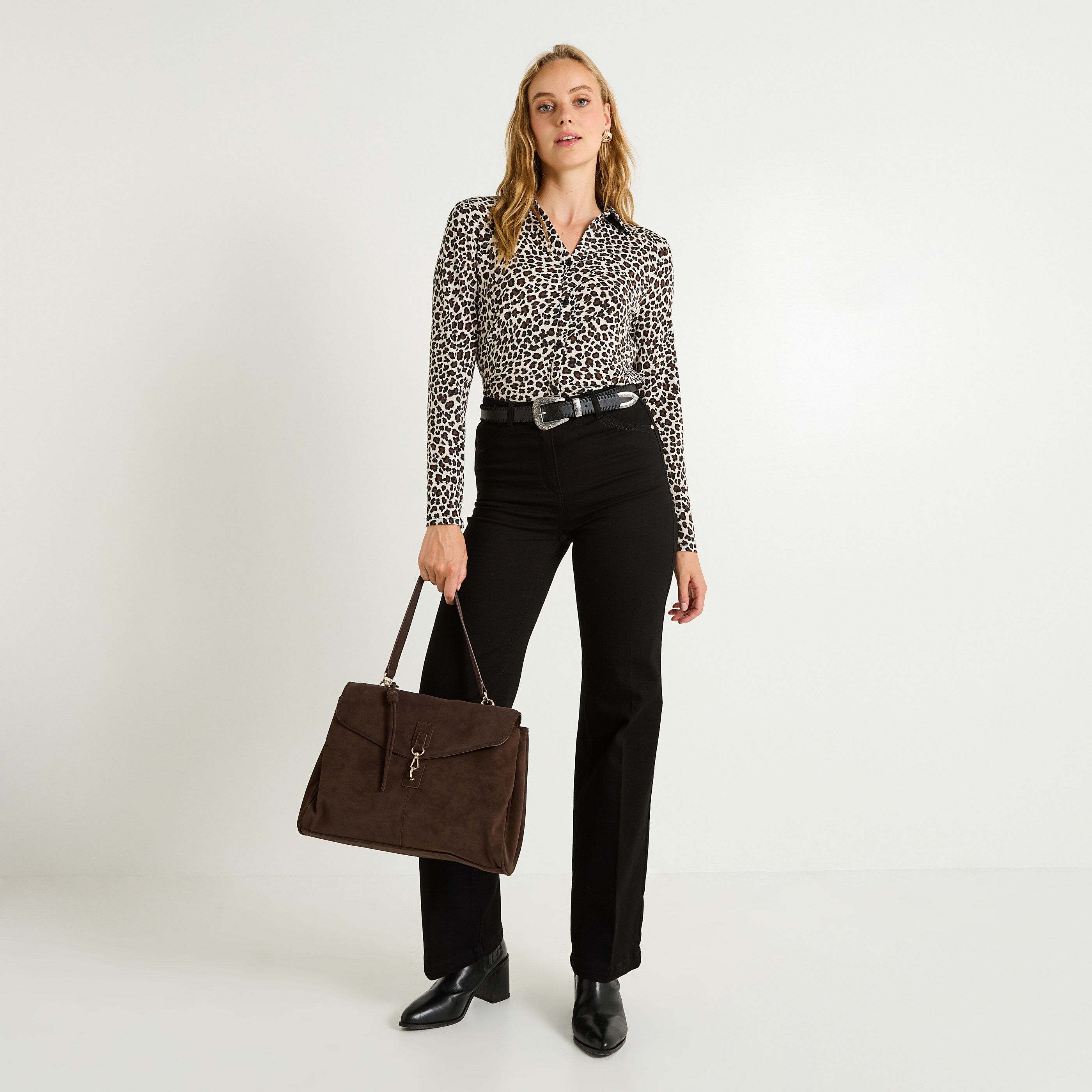 Chemise imprim&eacute; l&eacute;opard femme