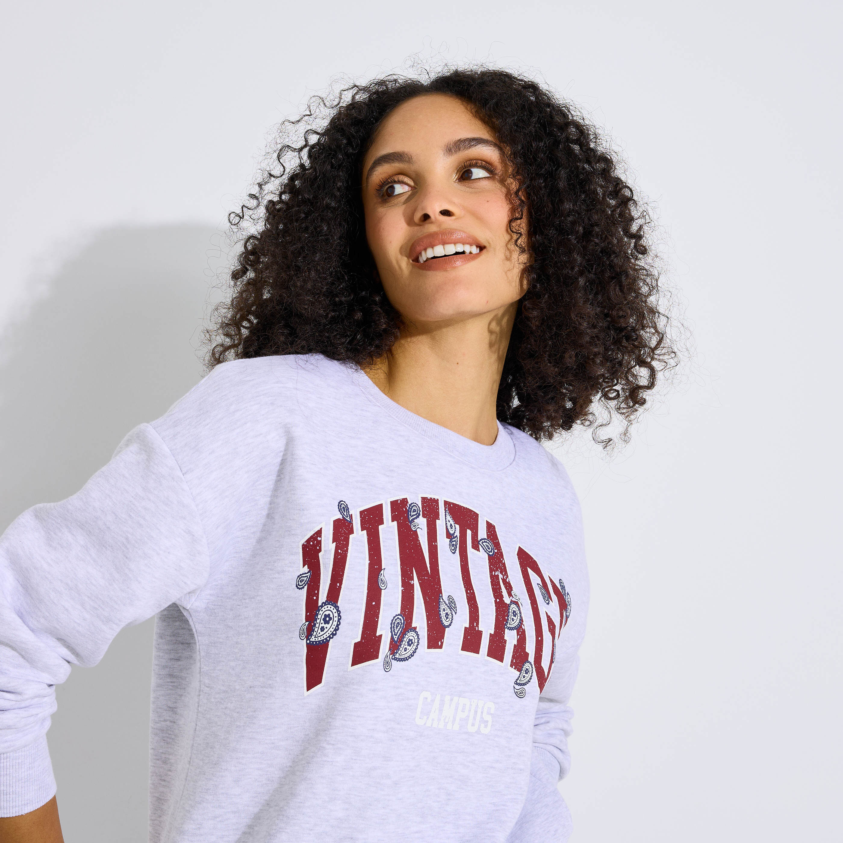 Sweat imprim&eacute; Vintage Campus femme