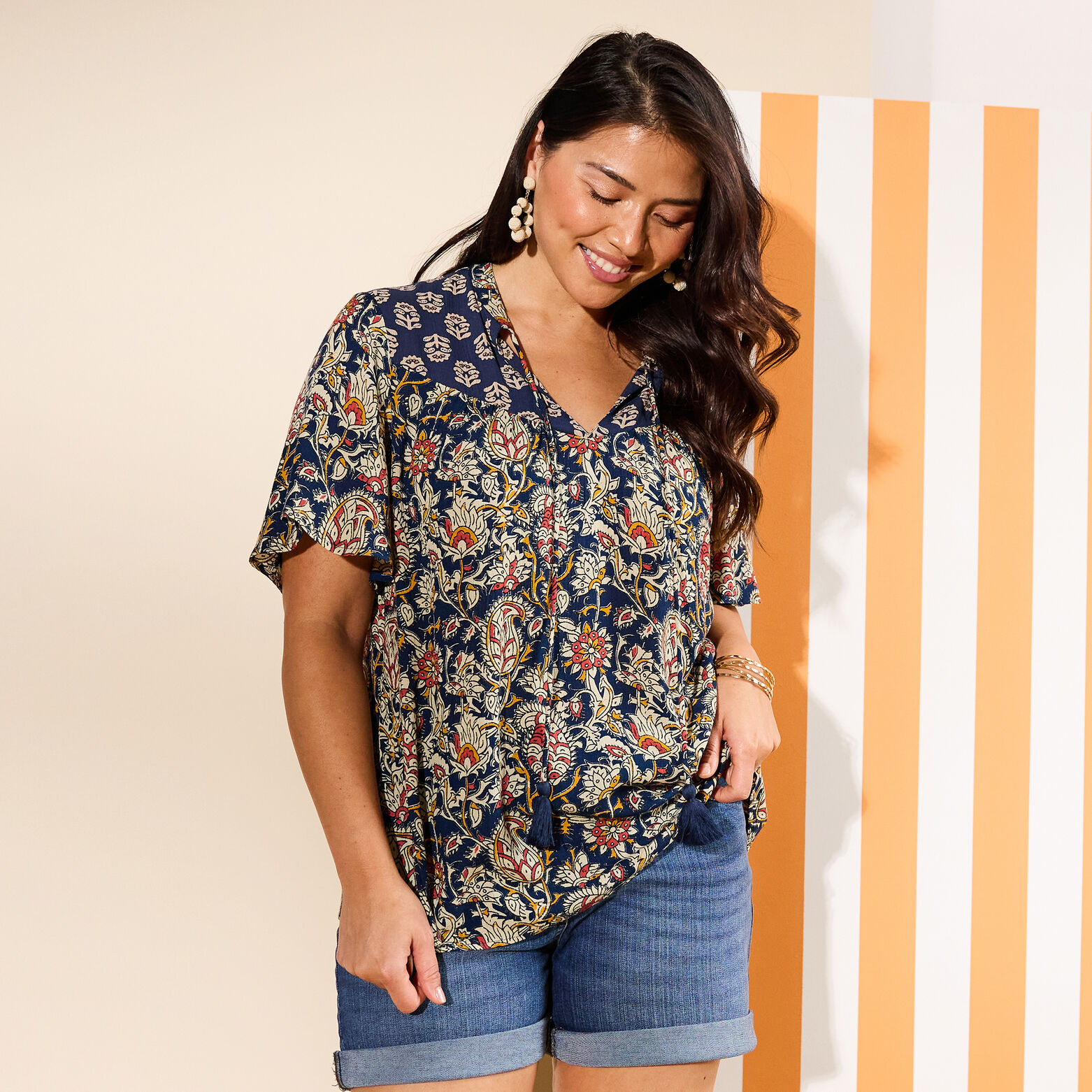 Blouse col V femme