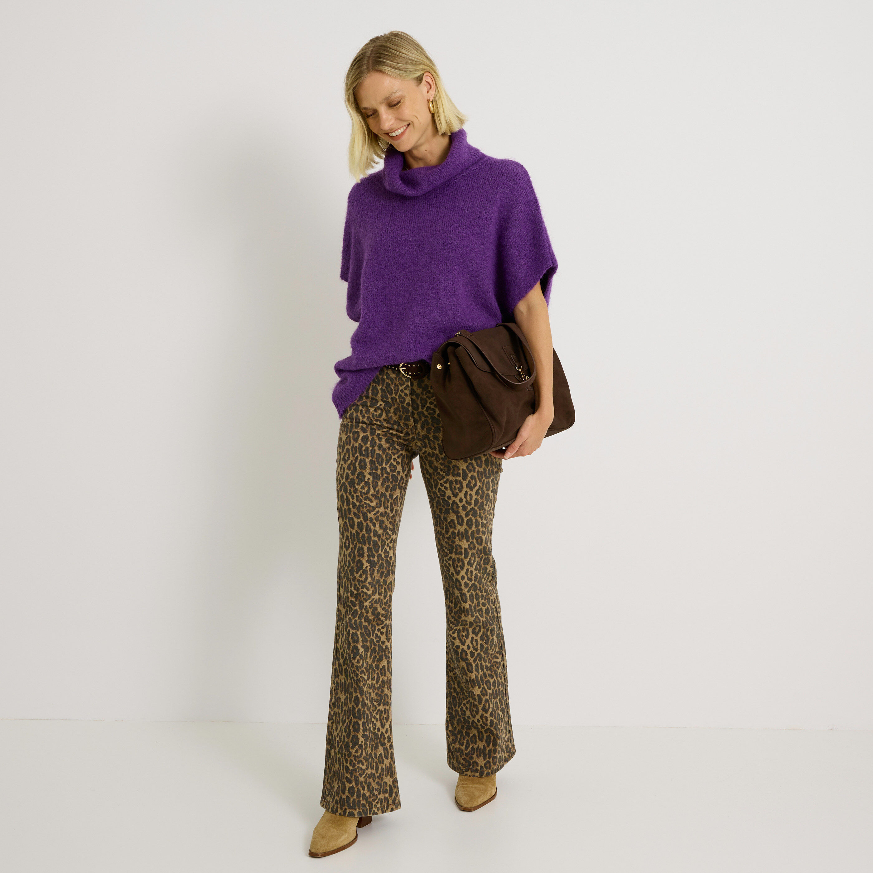 Pull sans manches &agrave; col boule femme