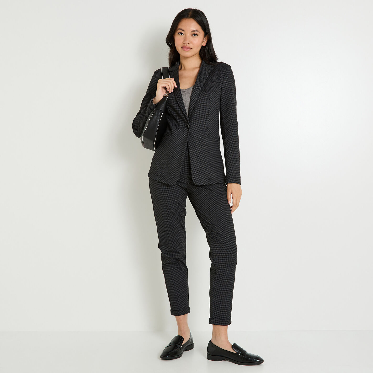 Blazer en maille capuche amovible femme