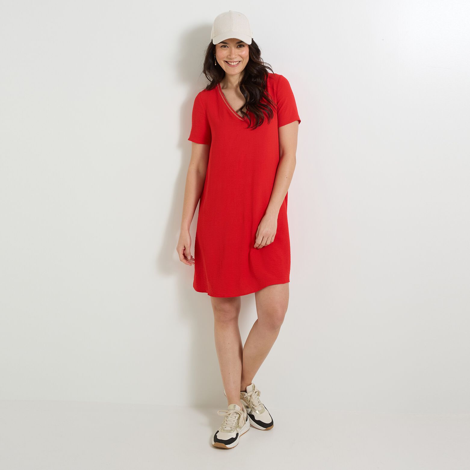 Robe col V femme