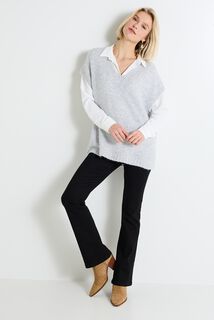 Pull loose col V femme