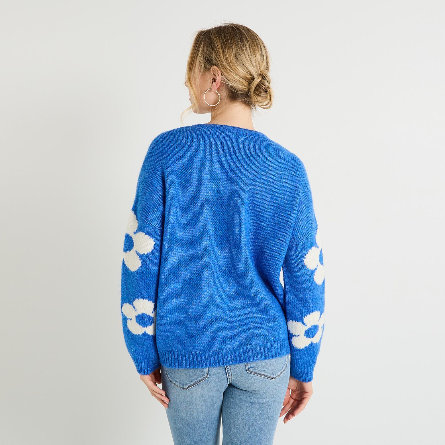 Pull col V femme