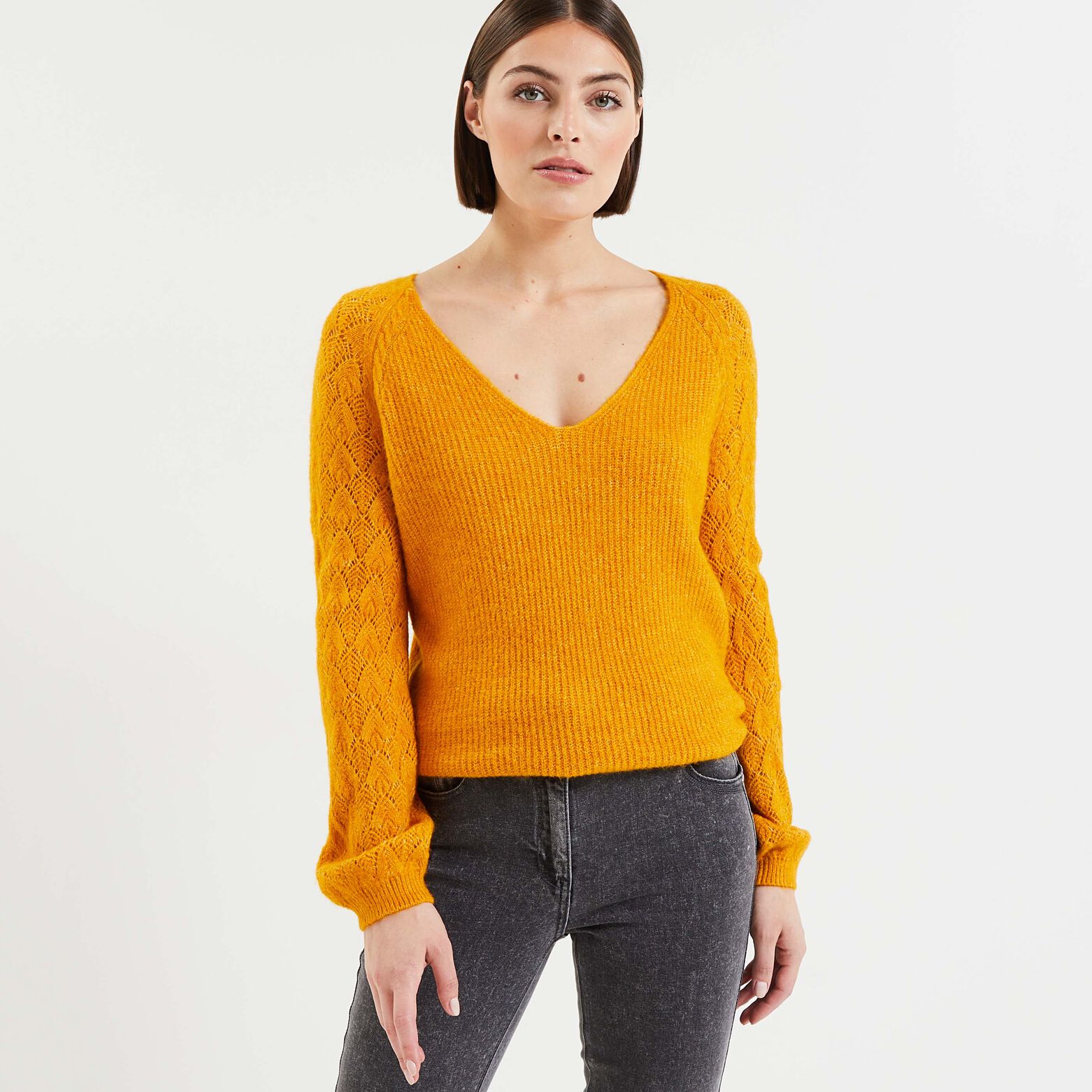 Pull maille ajourée femme