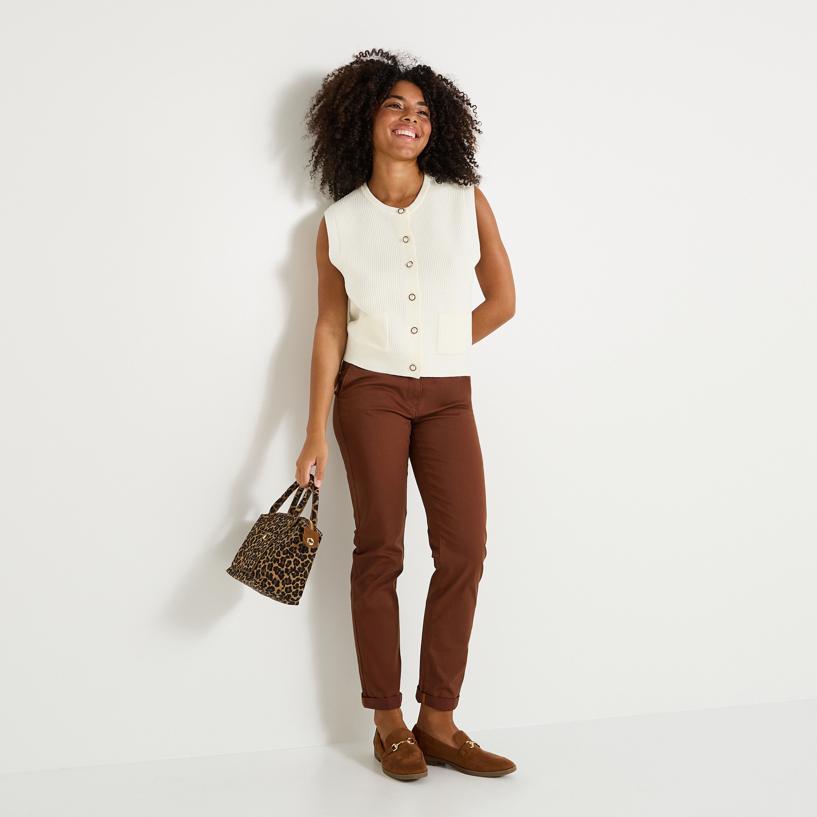 Pantalon chino avec ceinture femme