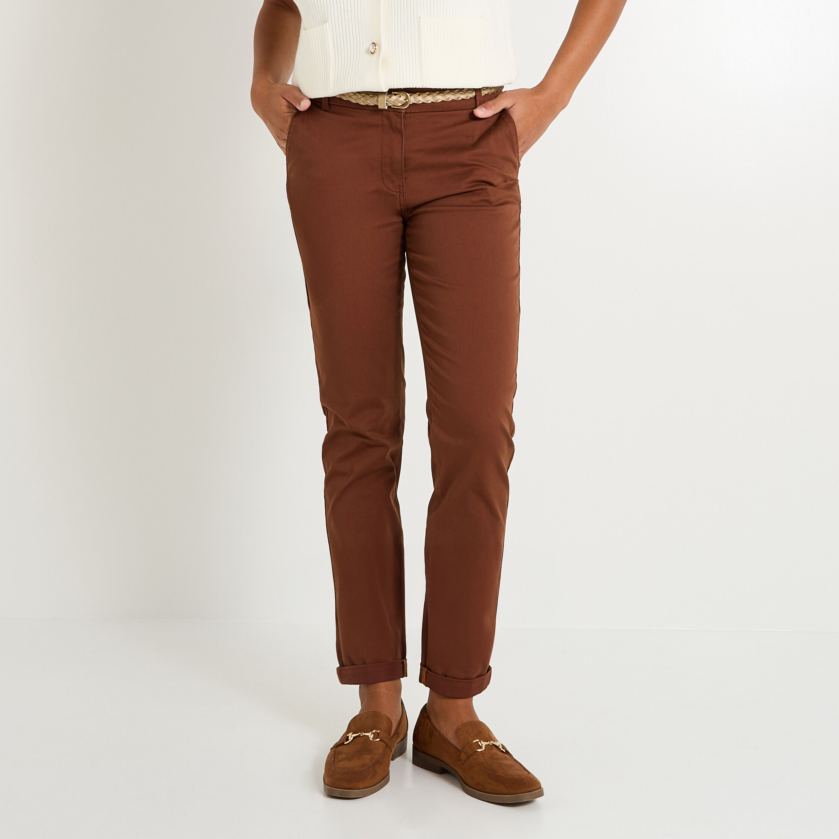 Pantalon chino avec ceinture femme