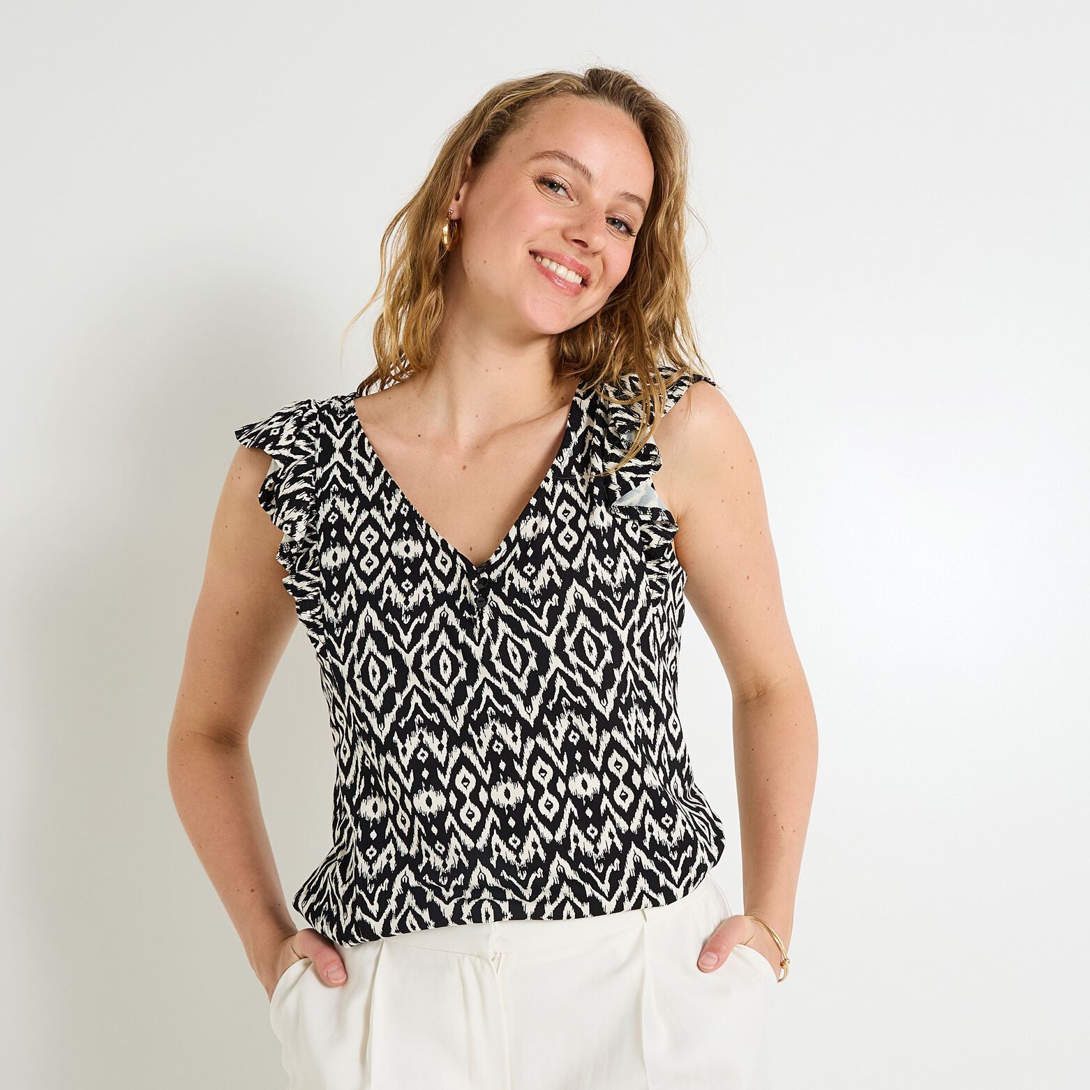 T-shirt col V femme