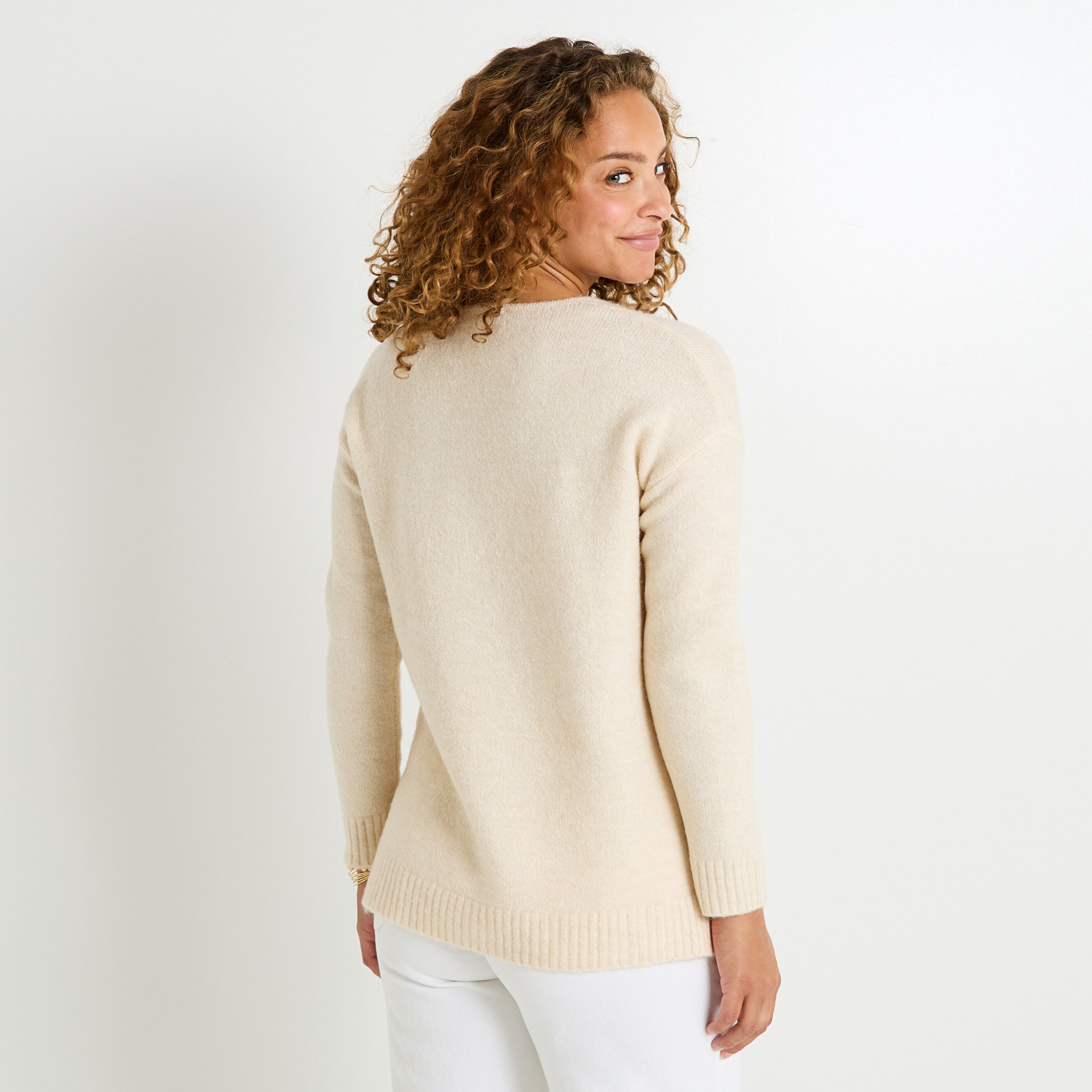 Pull col V femme