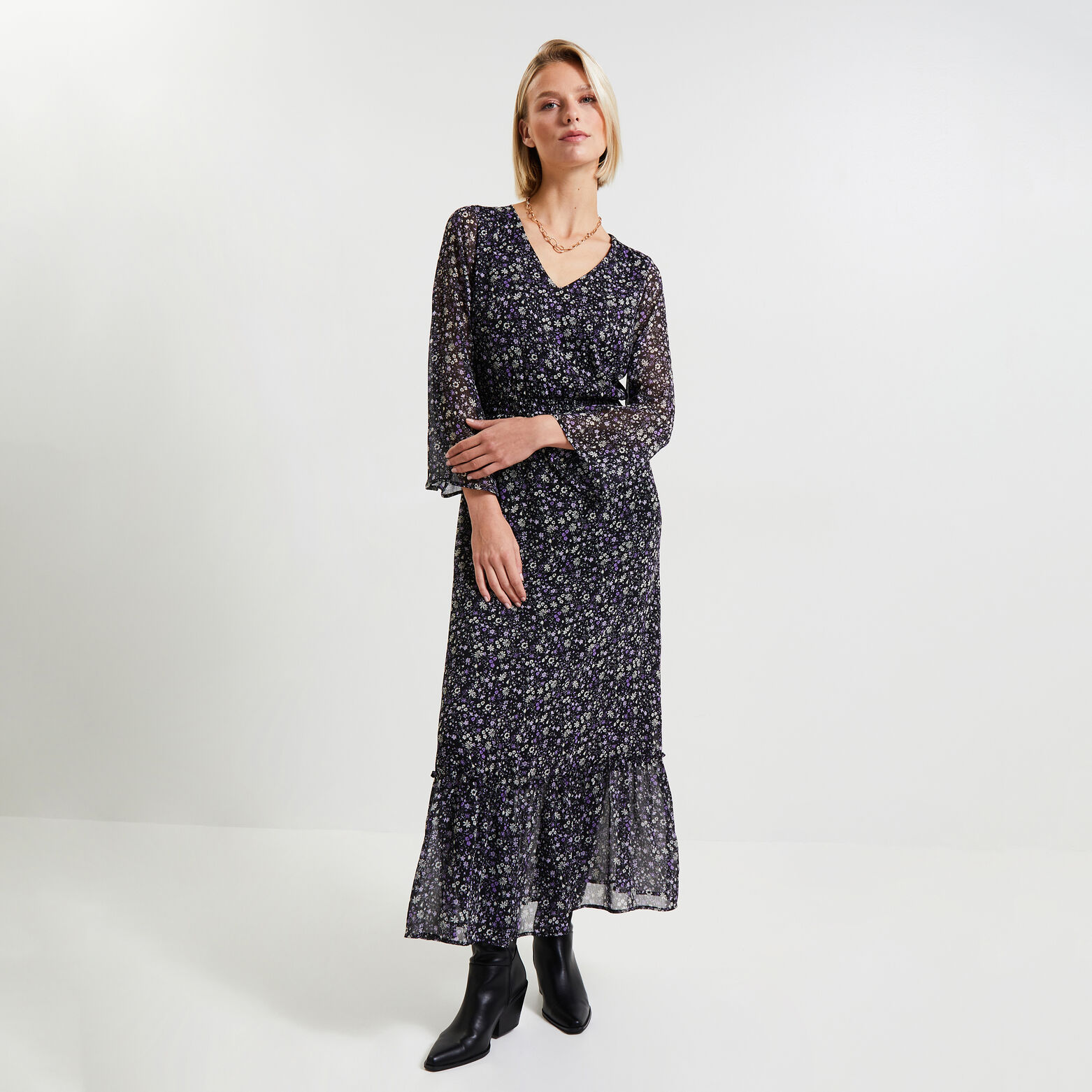 Robe longue imprimée femme