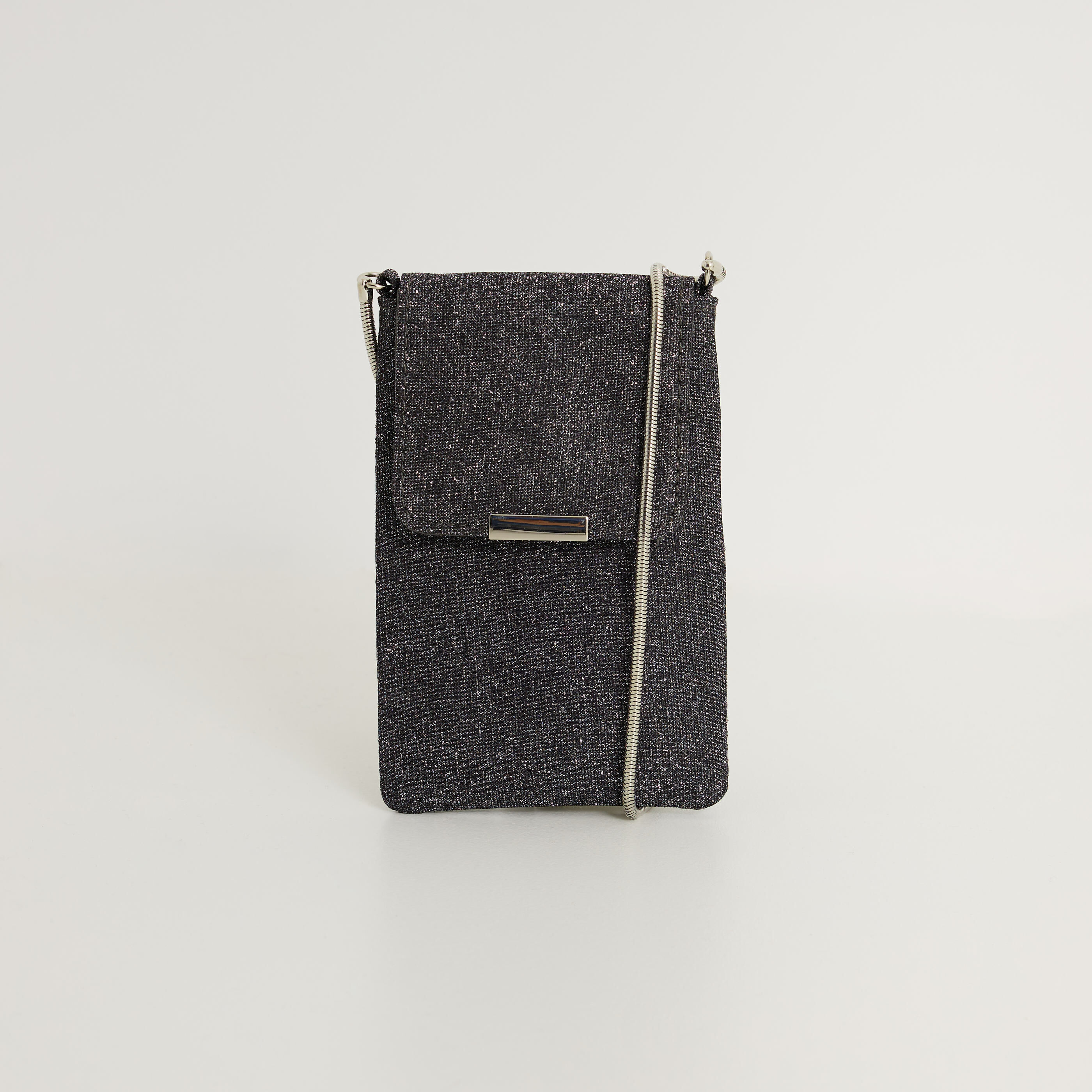 Pochette t&eacute;l&eacute;phone brillante femme