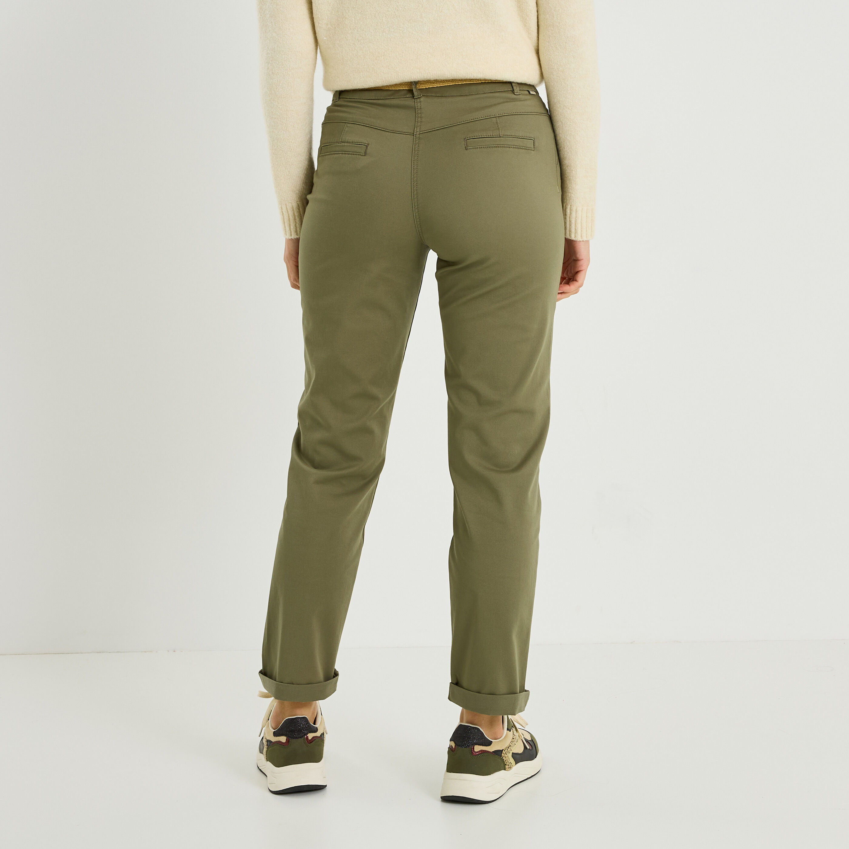 Pantalon chino uni femme
