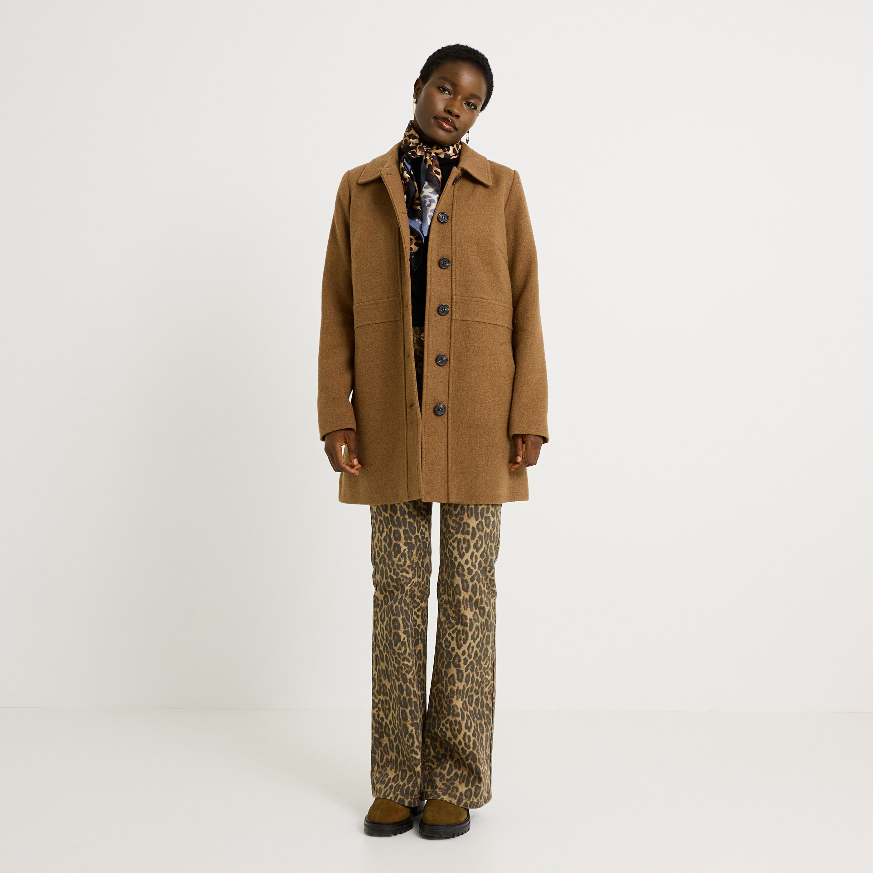 Manteau mi-long avec boutons femme