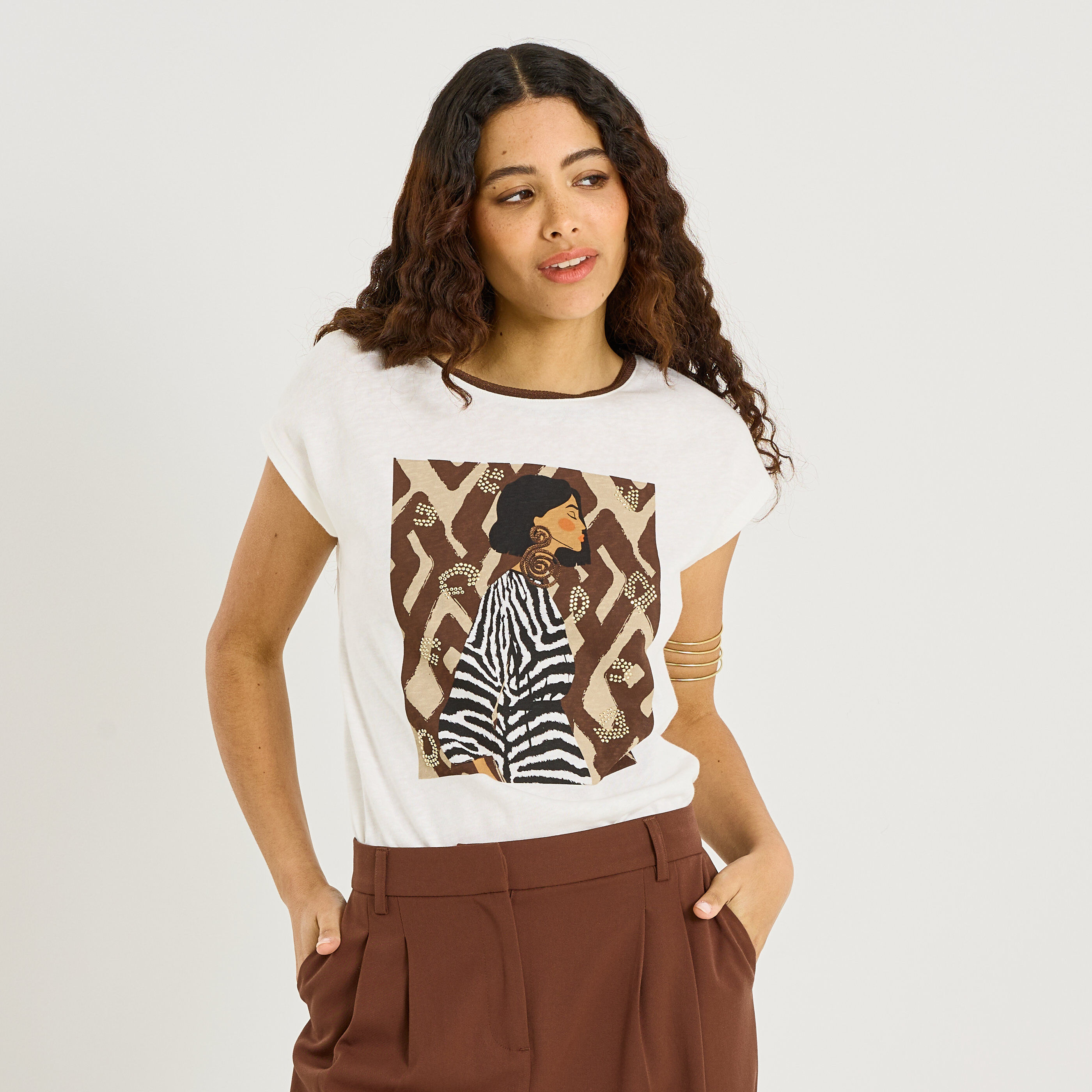 T-shirt imprim&eacute; femme