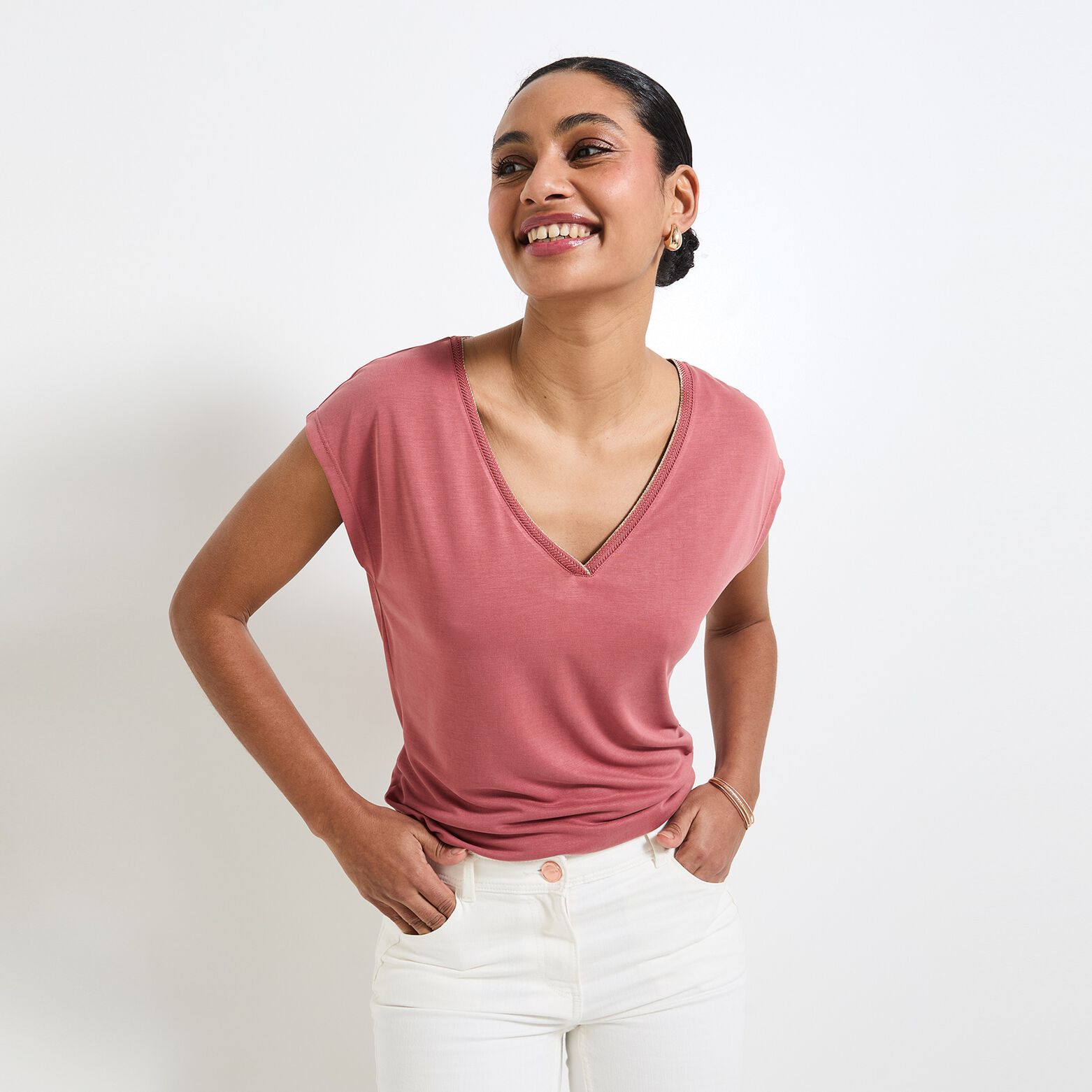 T-shirt col V femme