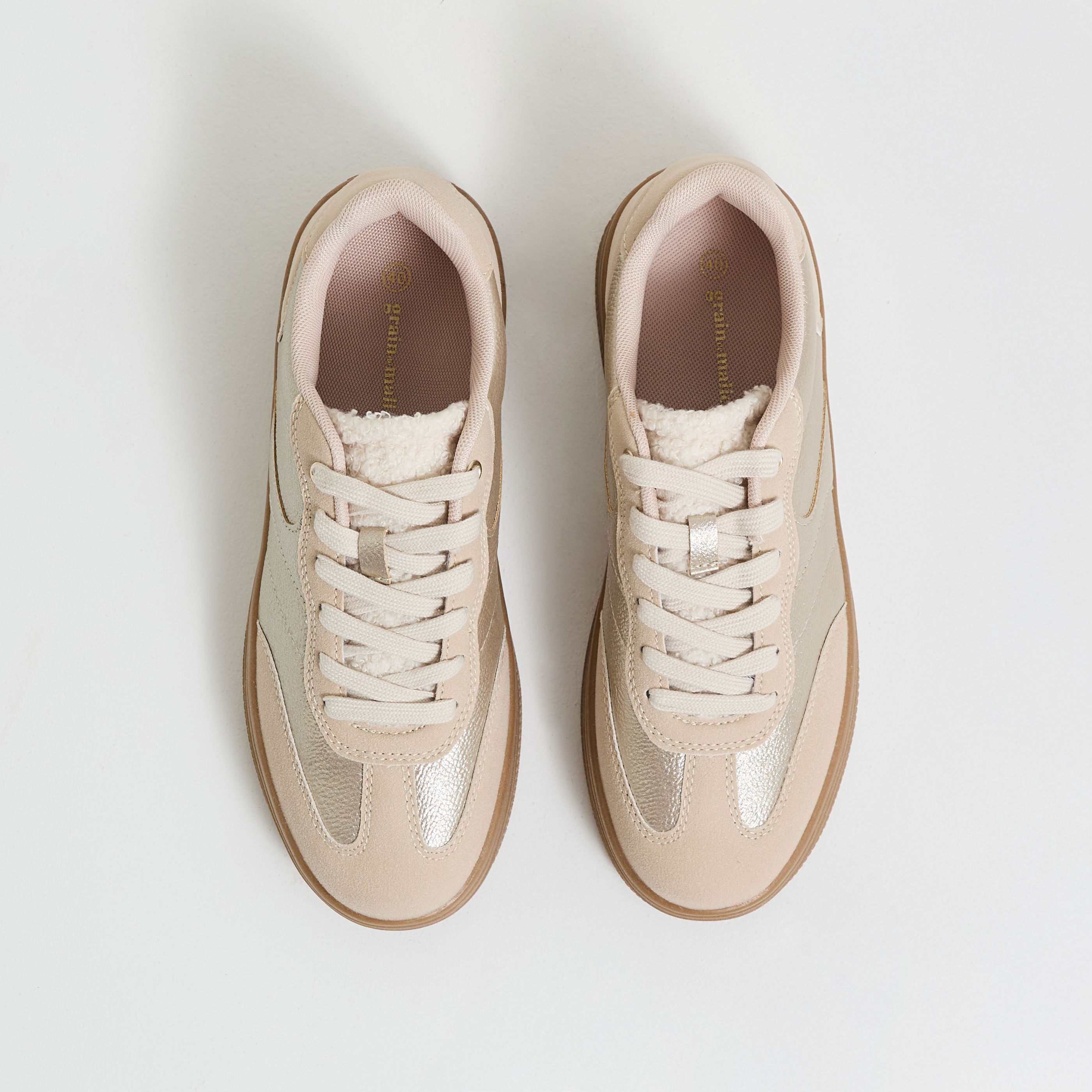 Baskets bi-mati&egrave;re iris&eacute;es femme