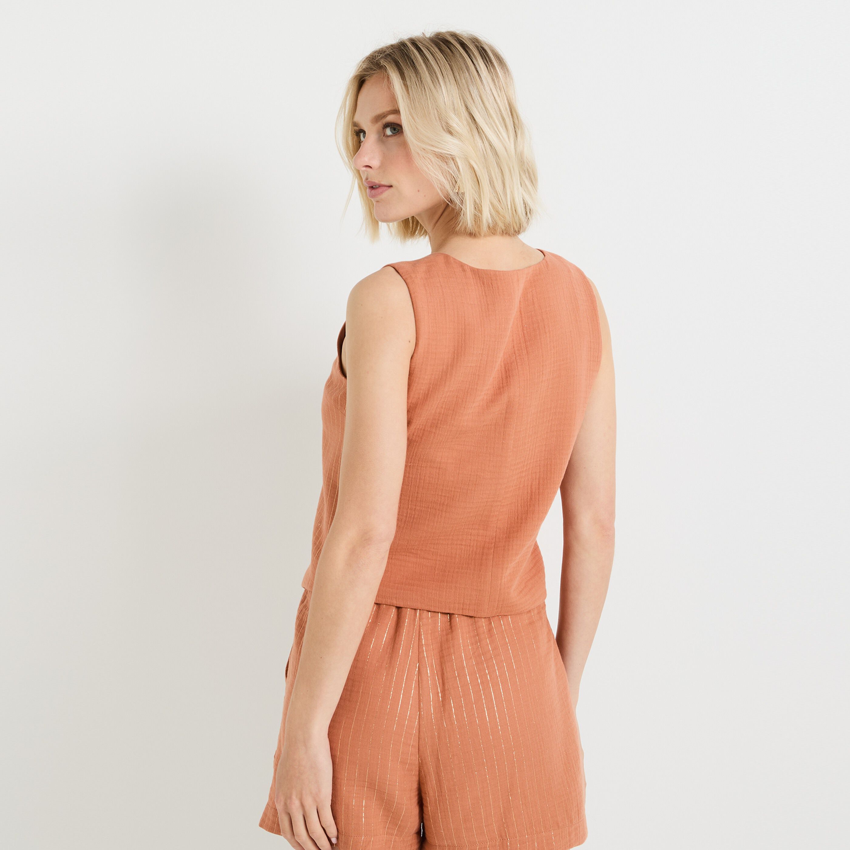 Gilet gaze de coton femme