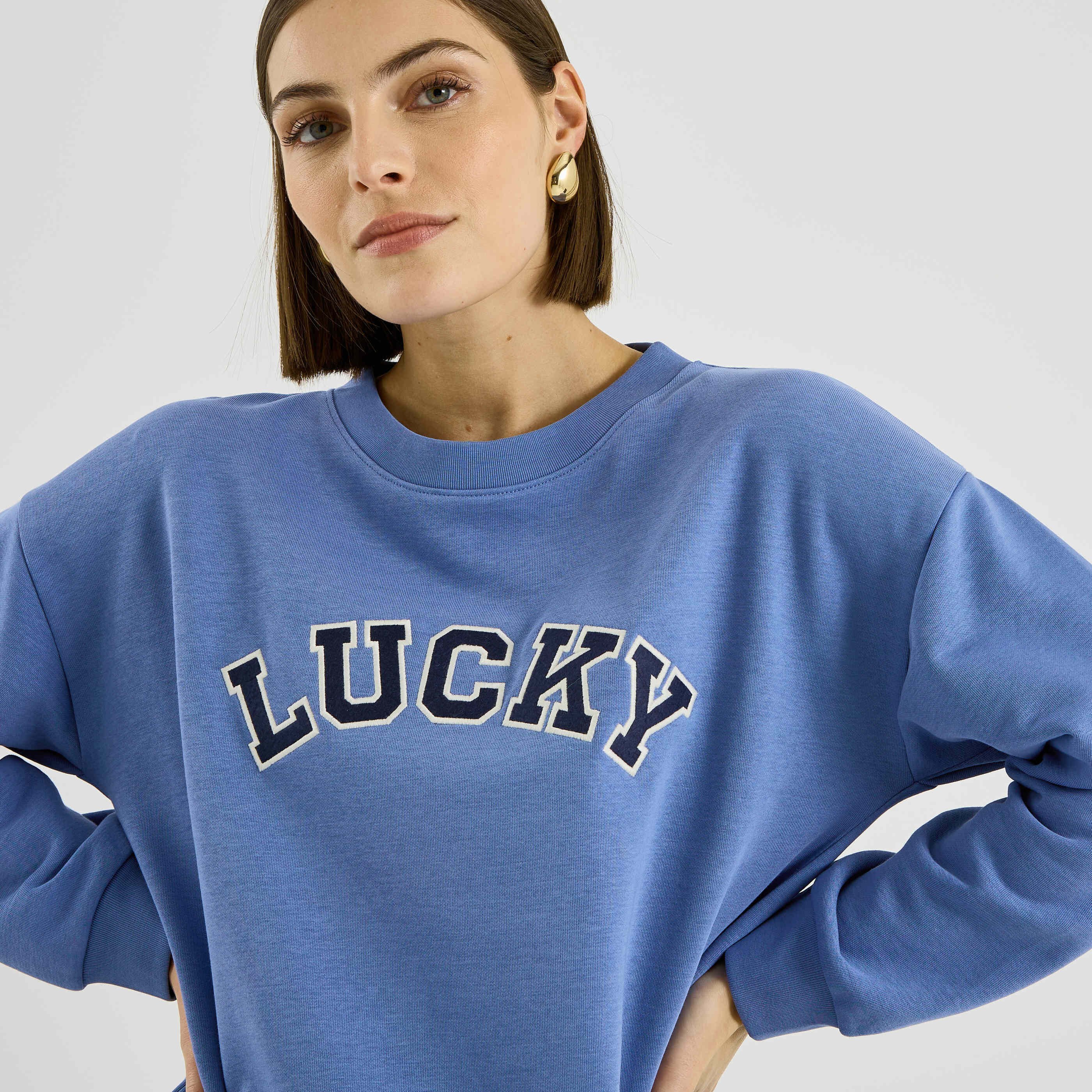 Sweat chemise &agrave; message femme