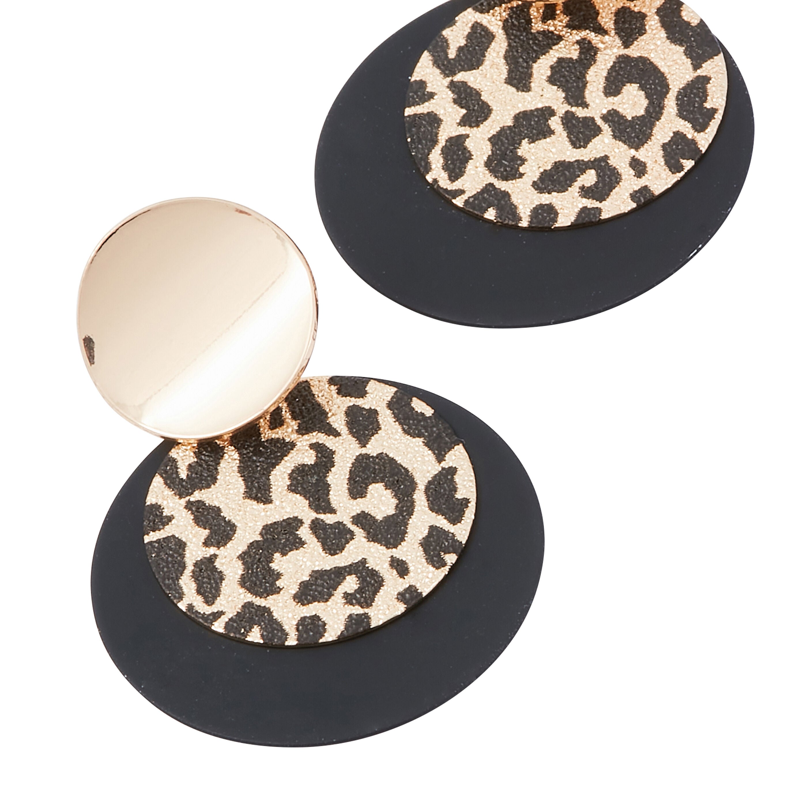 Boucles d'oreilles cercle noir l&eacute;opard