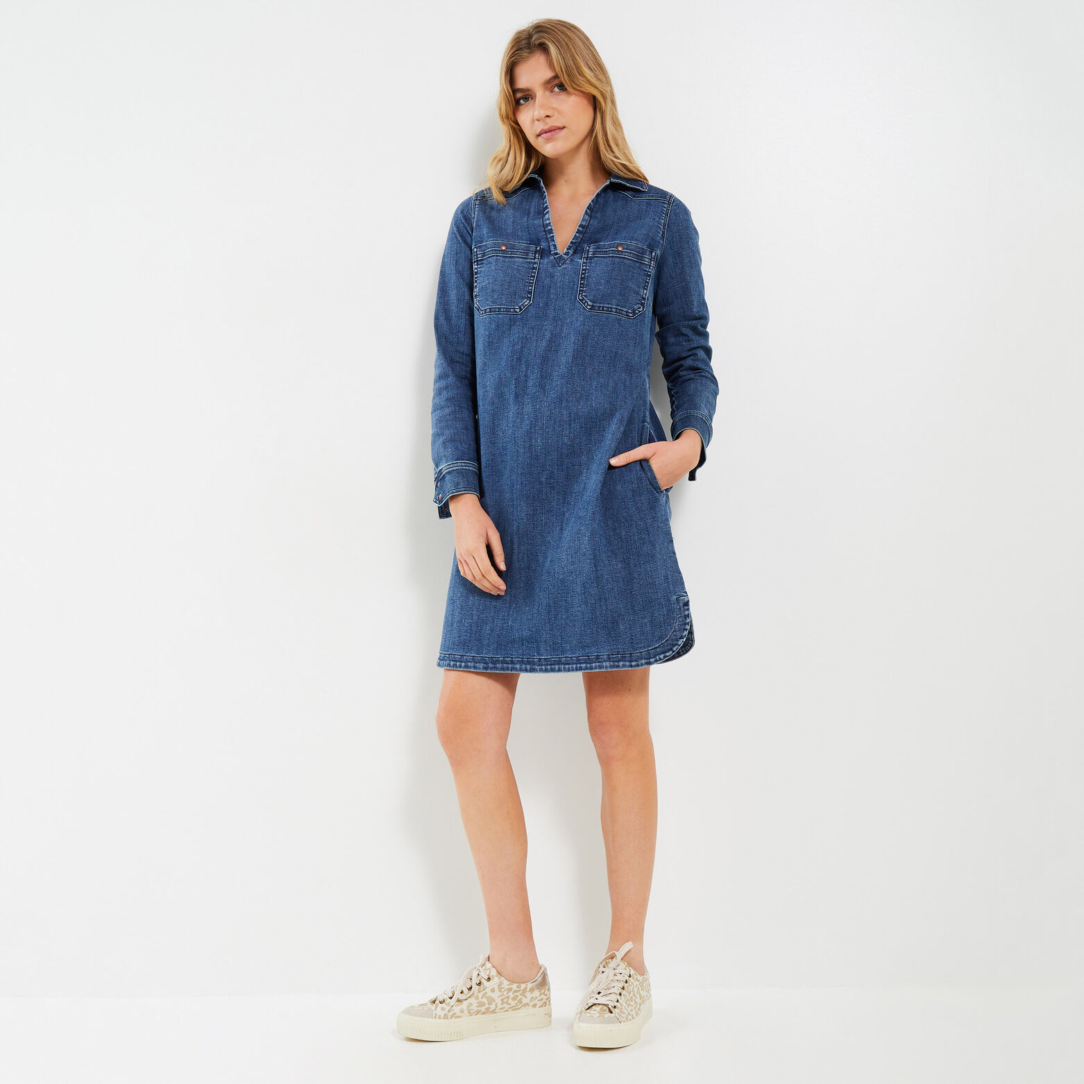 Robe chemise denim femme
