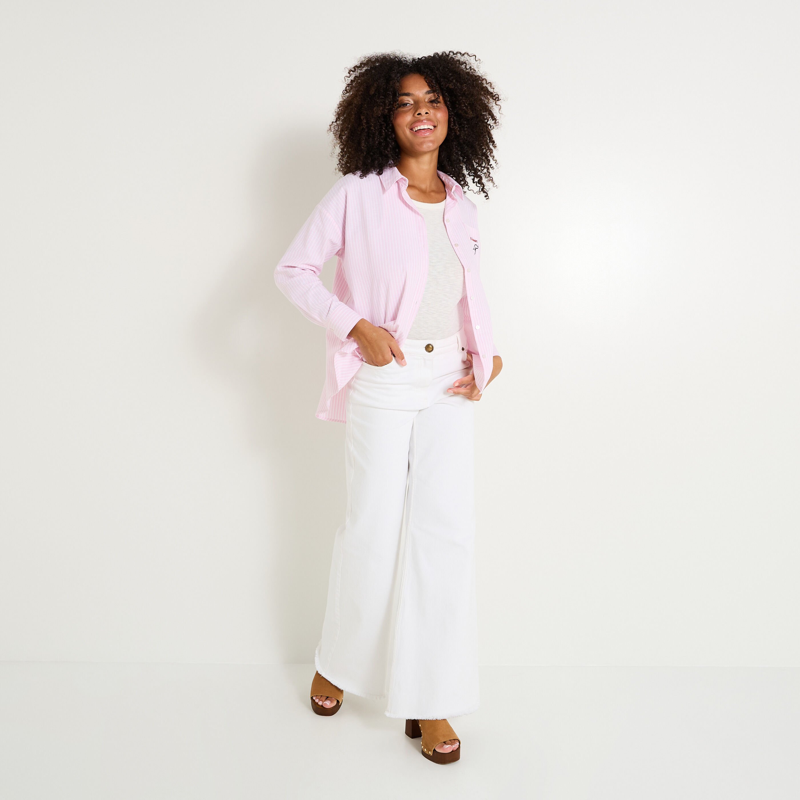 Chemise oversize ray&eacute;e femme