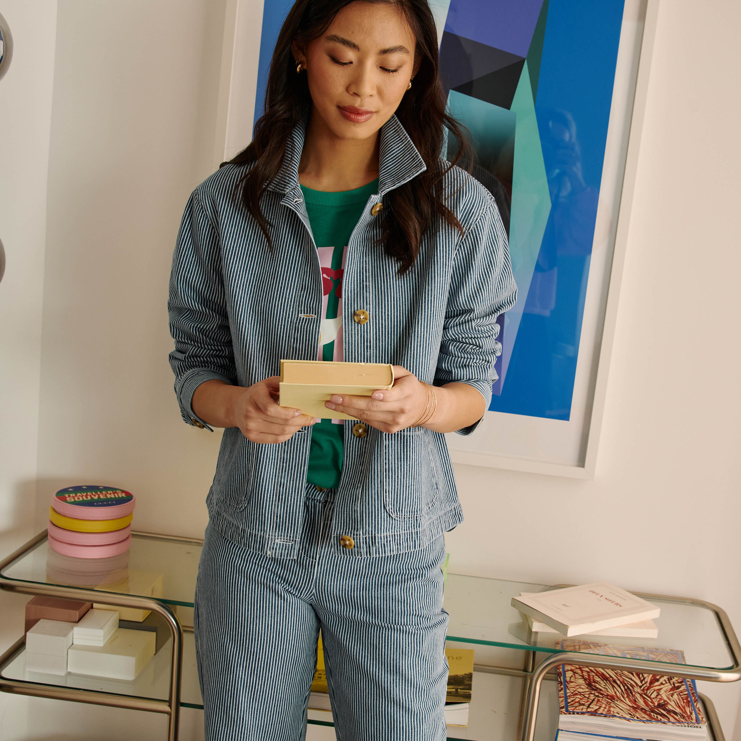 Veste &agrave; rayures verticales femme