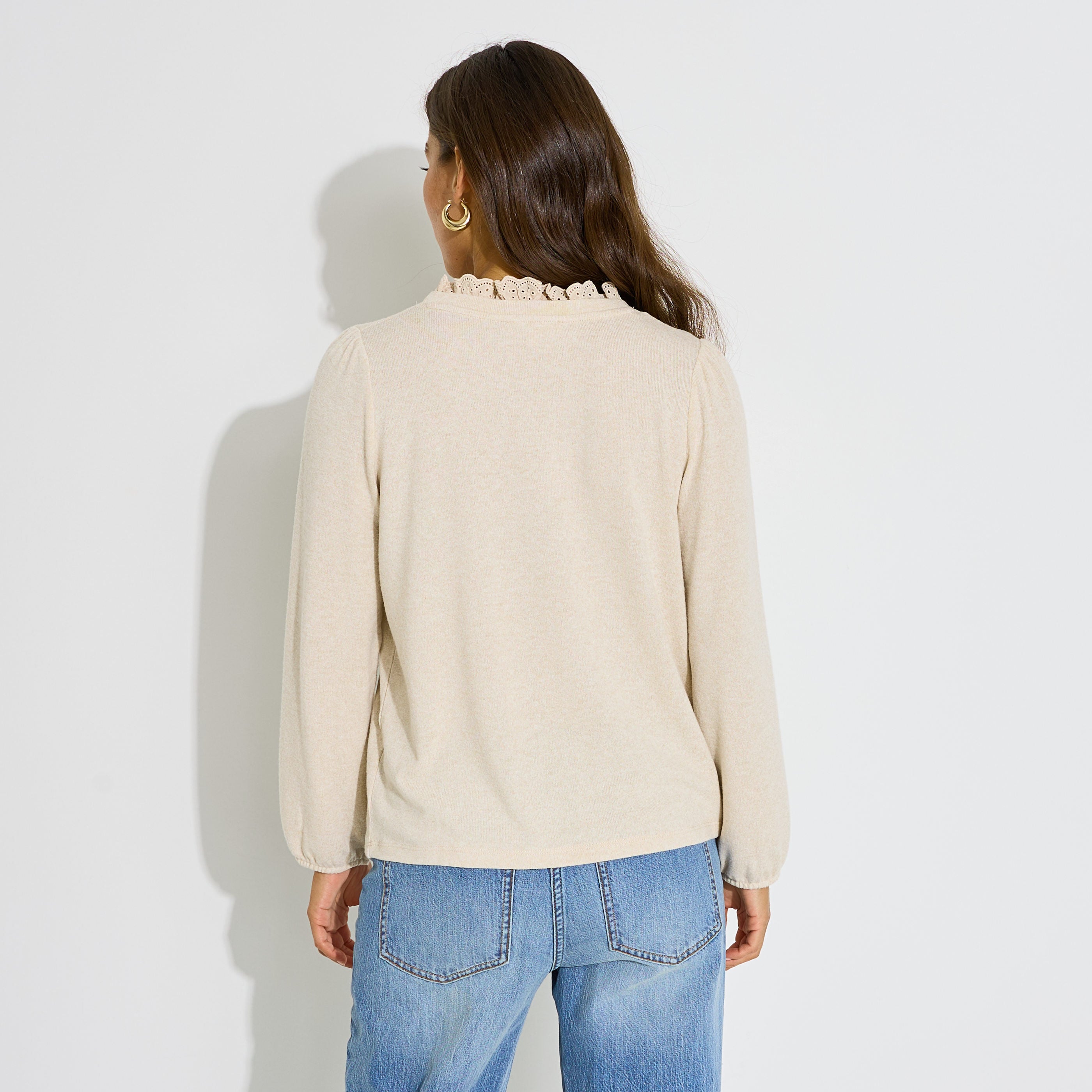 T-shirt uni col mao femme