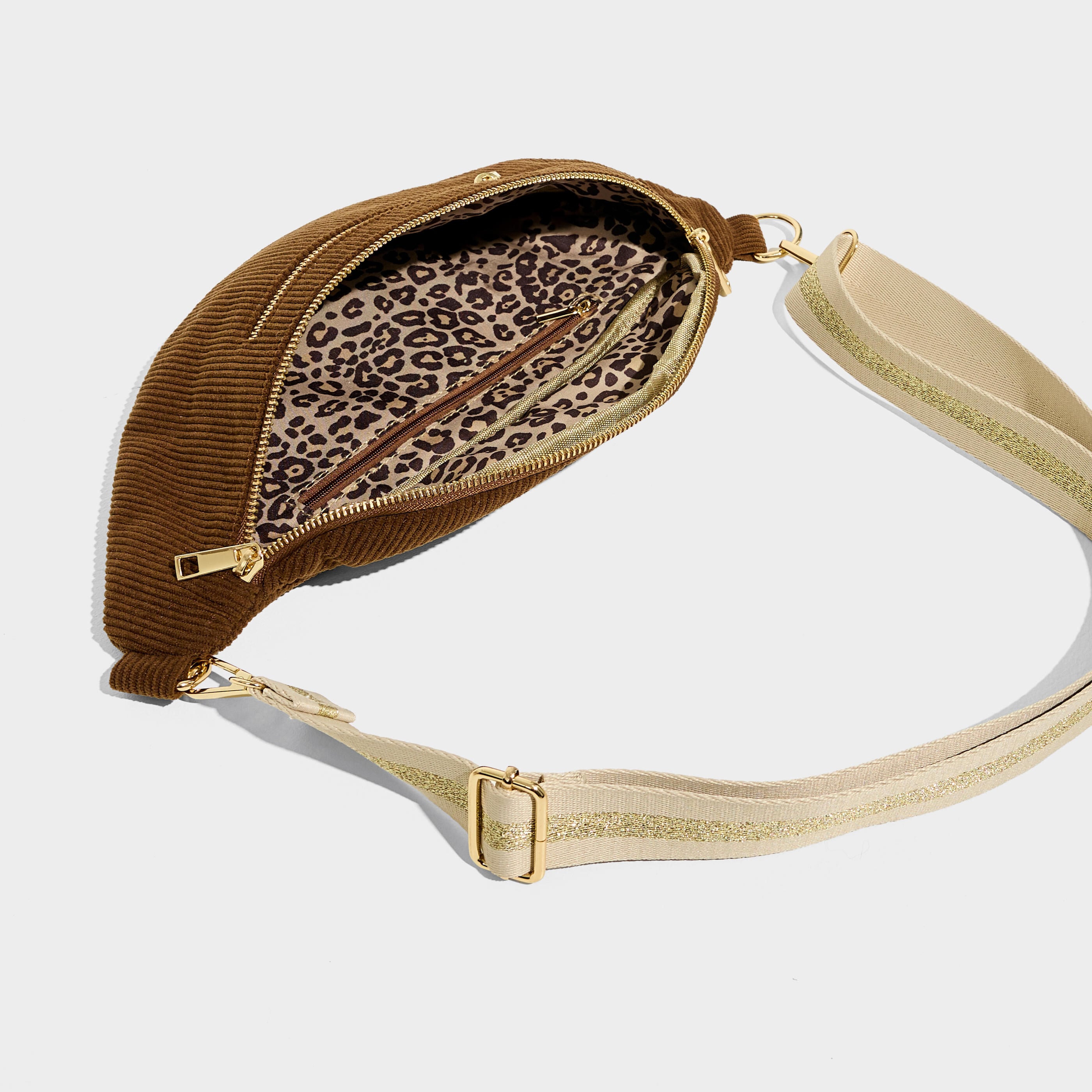 Sac banane en velours c&ocirc;tel&eacute; femme