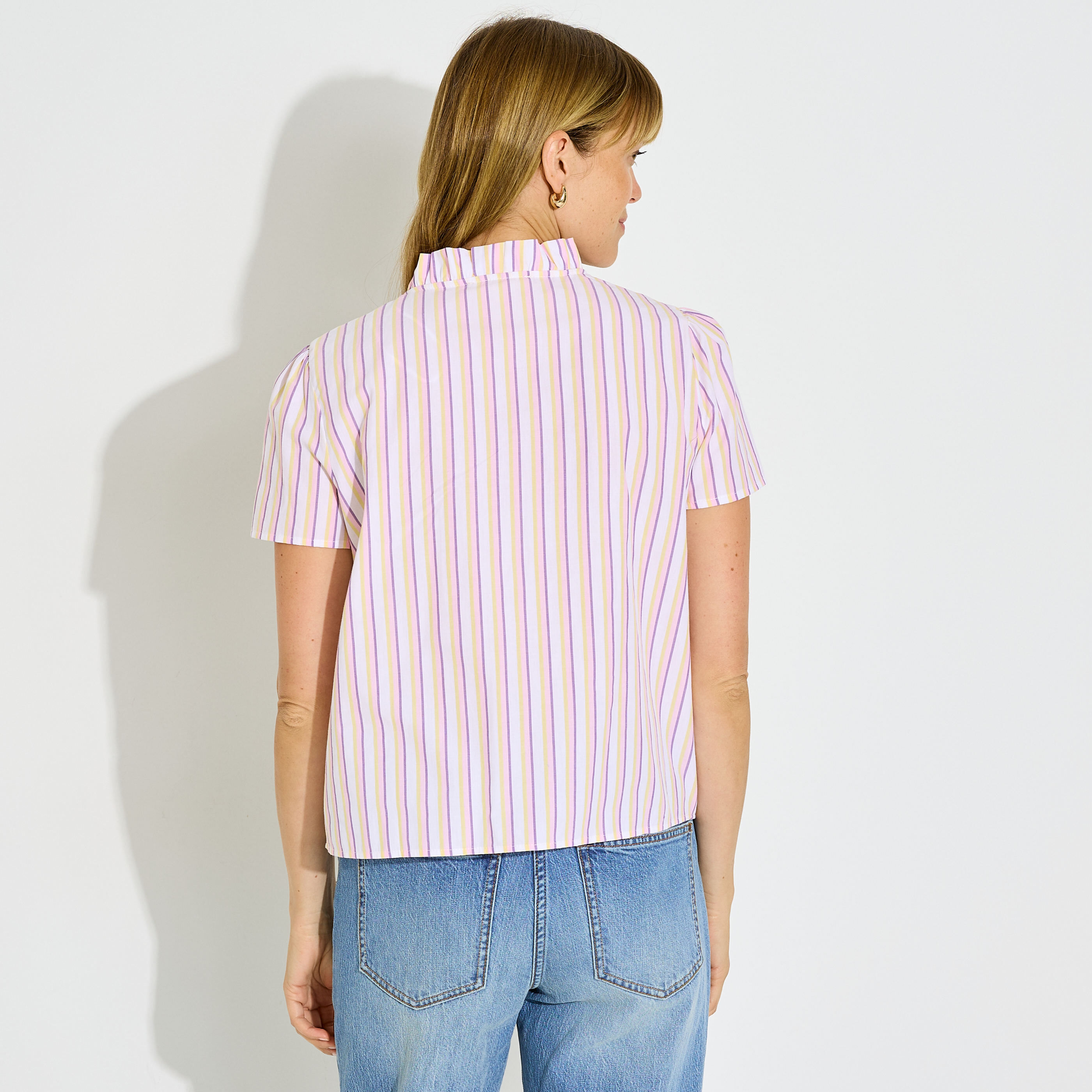 Chemise ray&eacute;e &agrave; volants femme