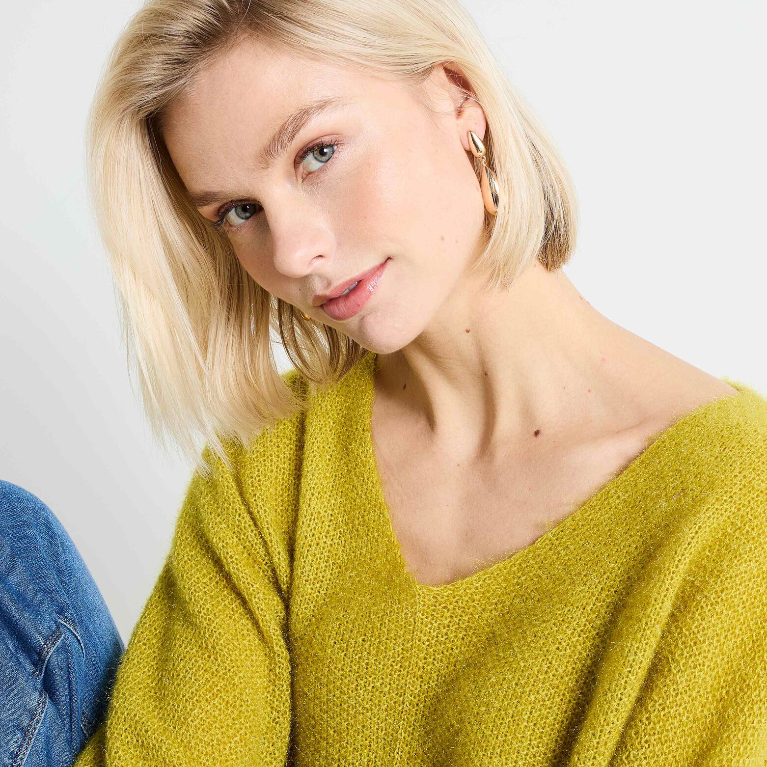 Pull col V femme