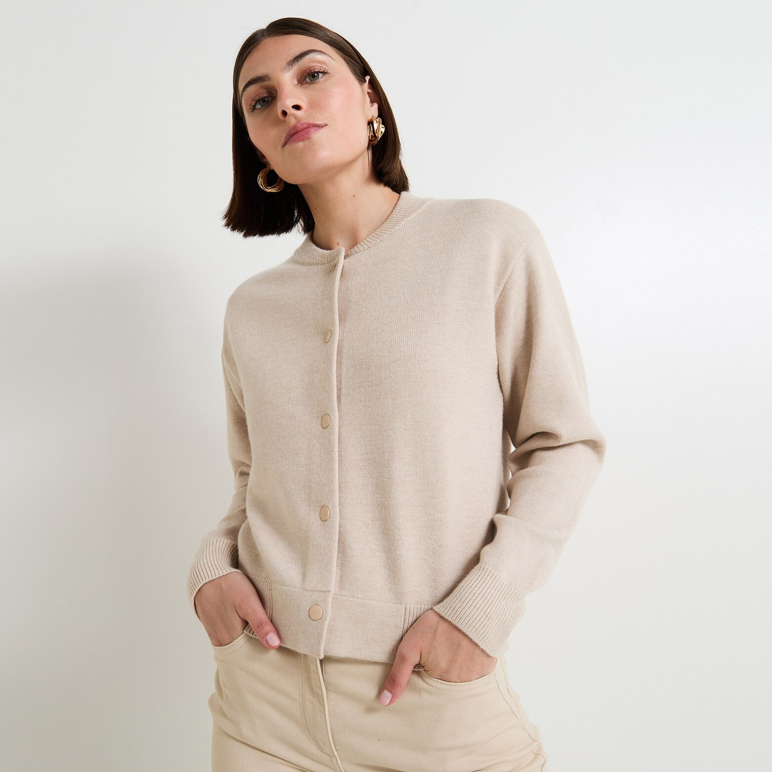 Gilet col rond femme