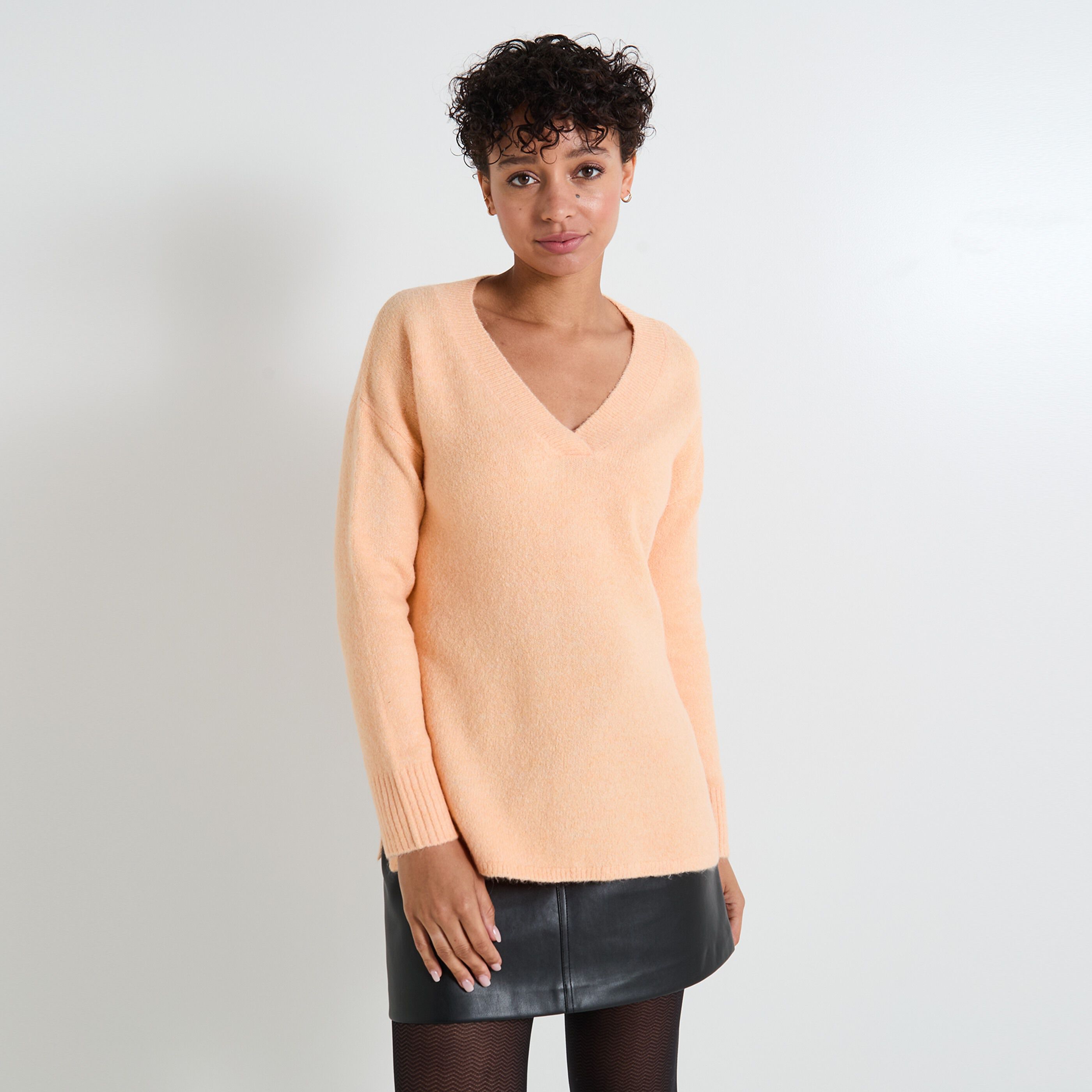 Pull col V femme