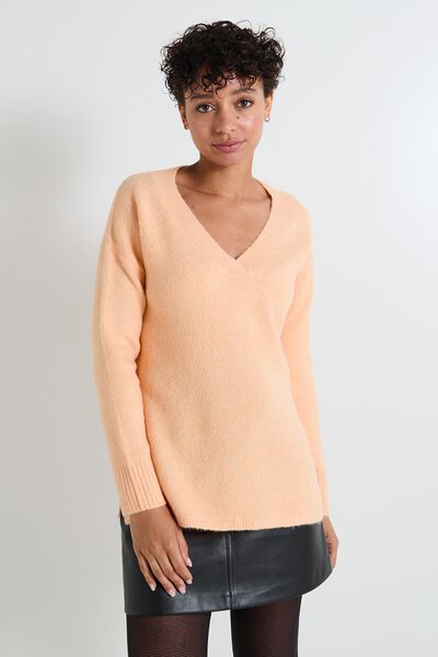 Pull col V femme