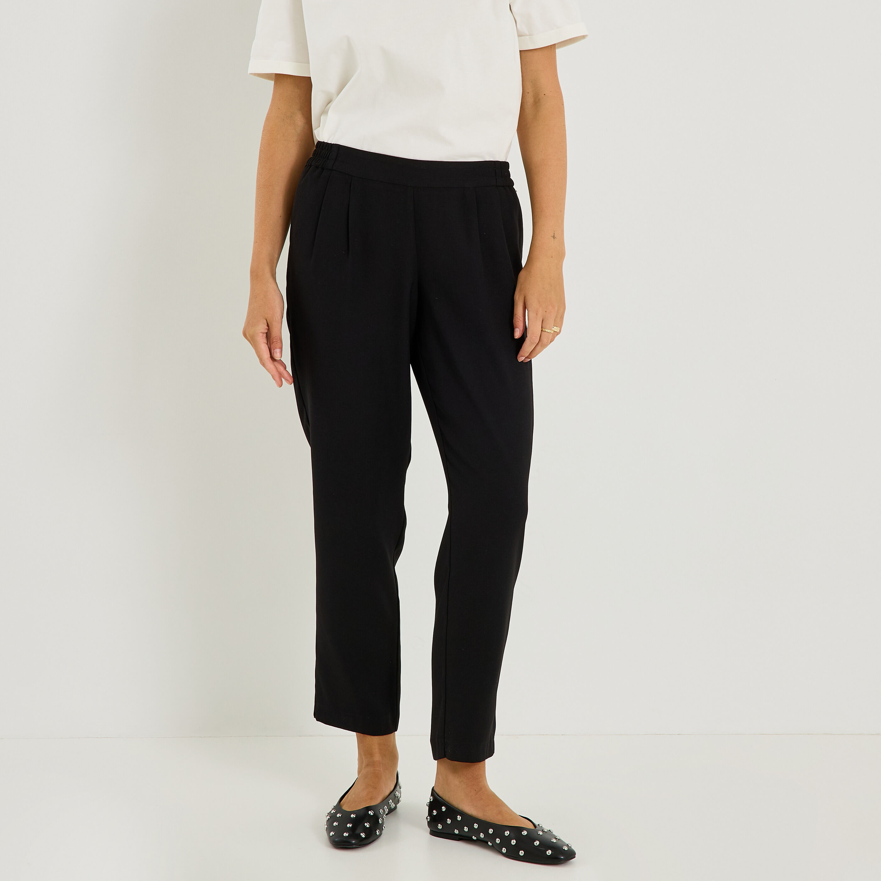 Pantalon fluide taille &eacute;lastiqu&eacute;e femme