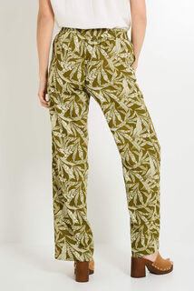 Pantalon imprimé mélange lin femme