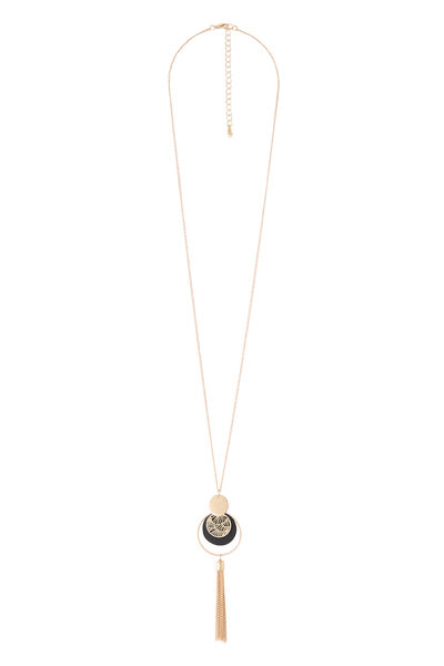 Collier avec disque et pompon