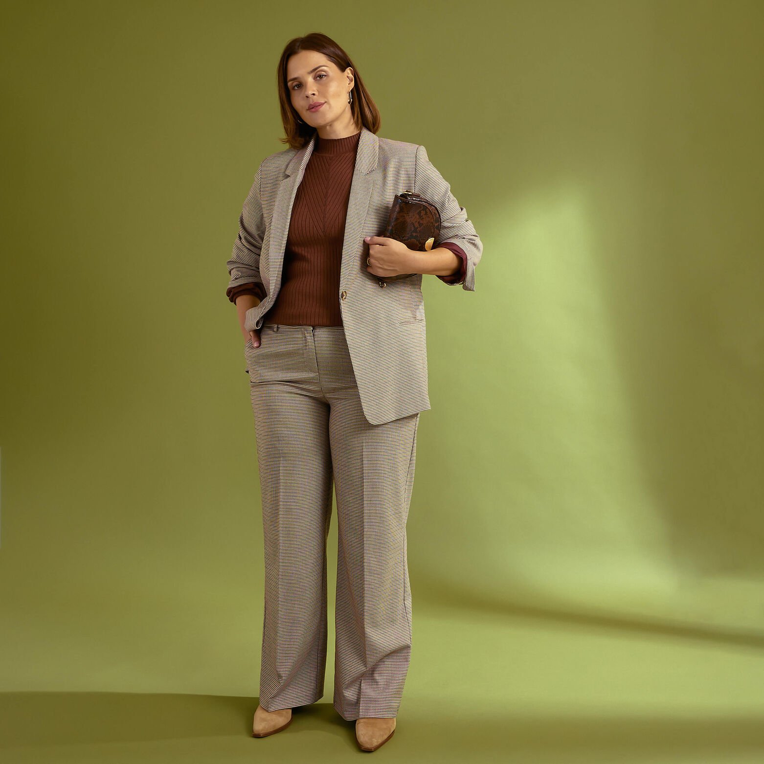 Pantalon à carreaux femme BEIGE Graindemalice - Main Image