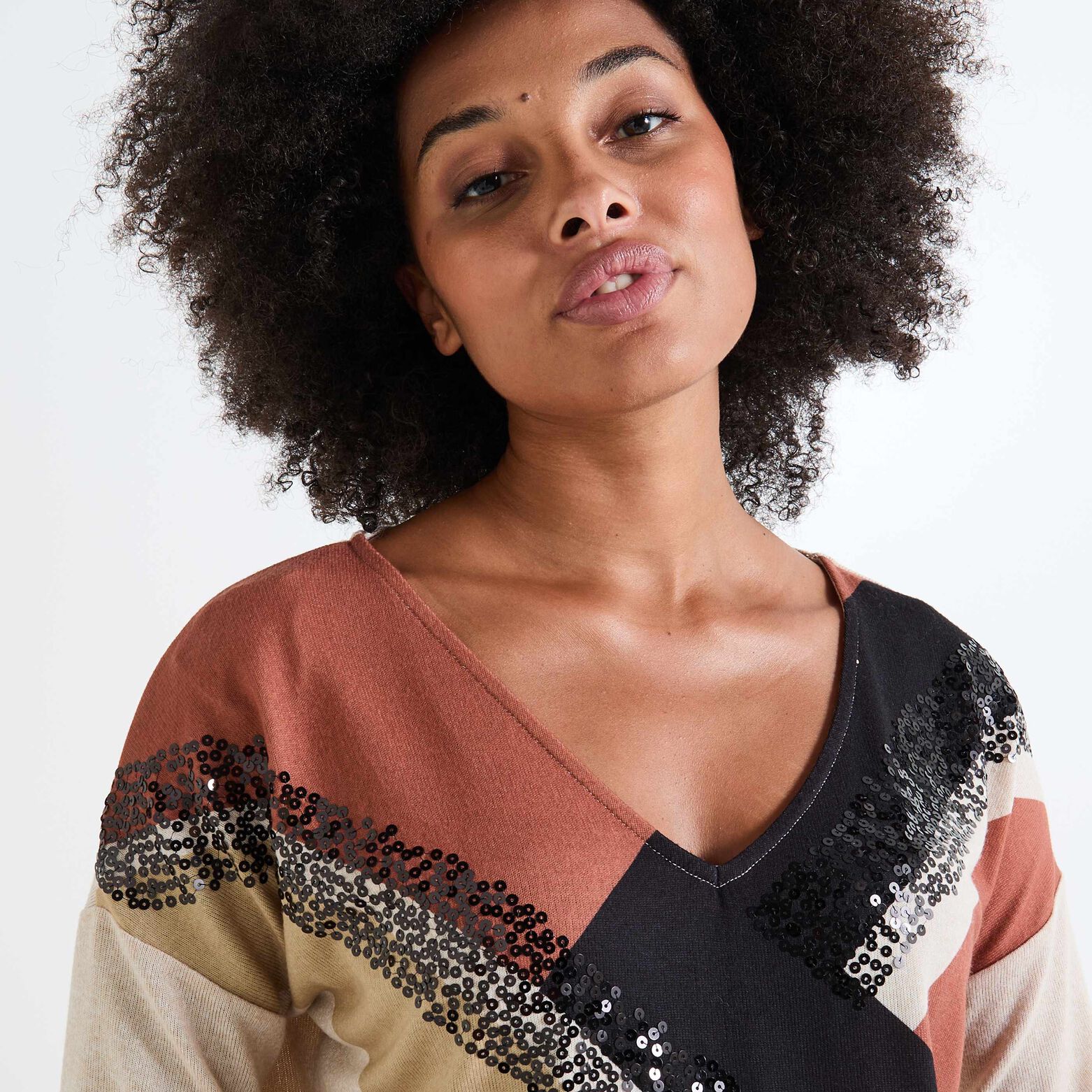 T-shirt col V femme