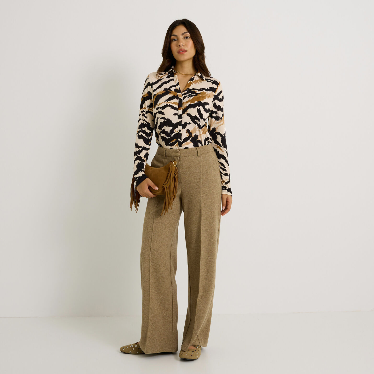 Chemise en maille imprimée femme