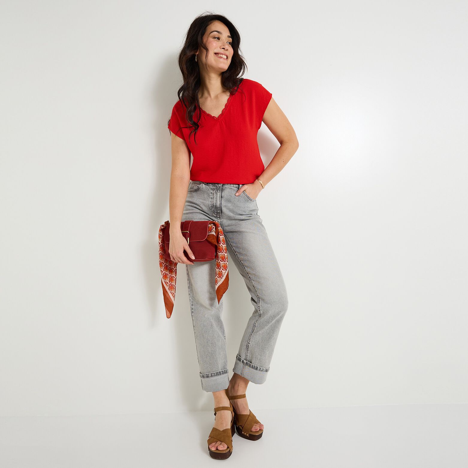 Blouse col V femme